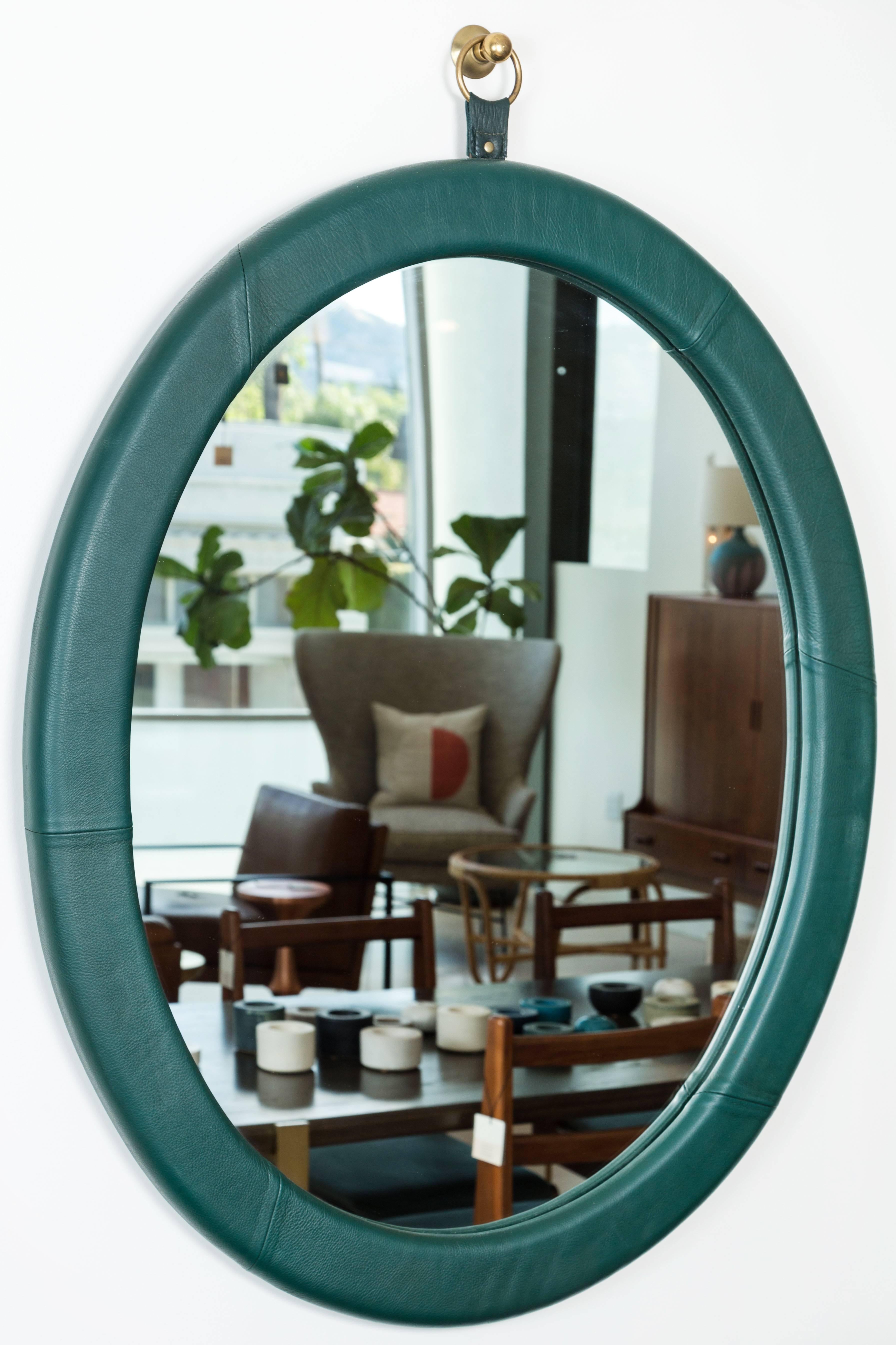 American Leather Oval Mirror by Jason Koharik for Collected by