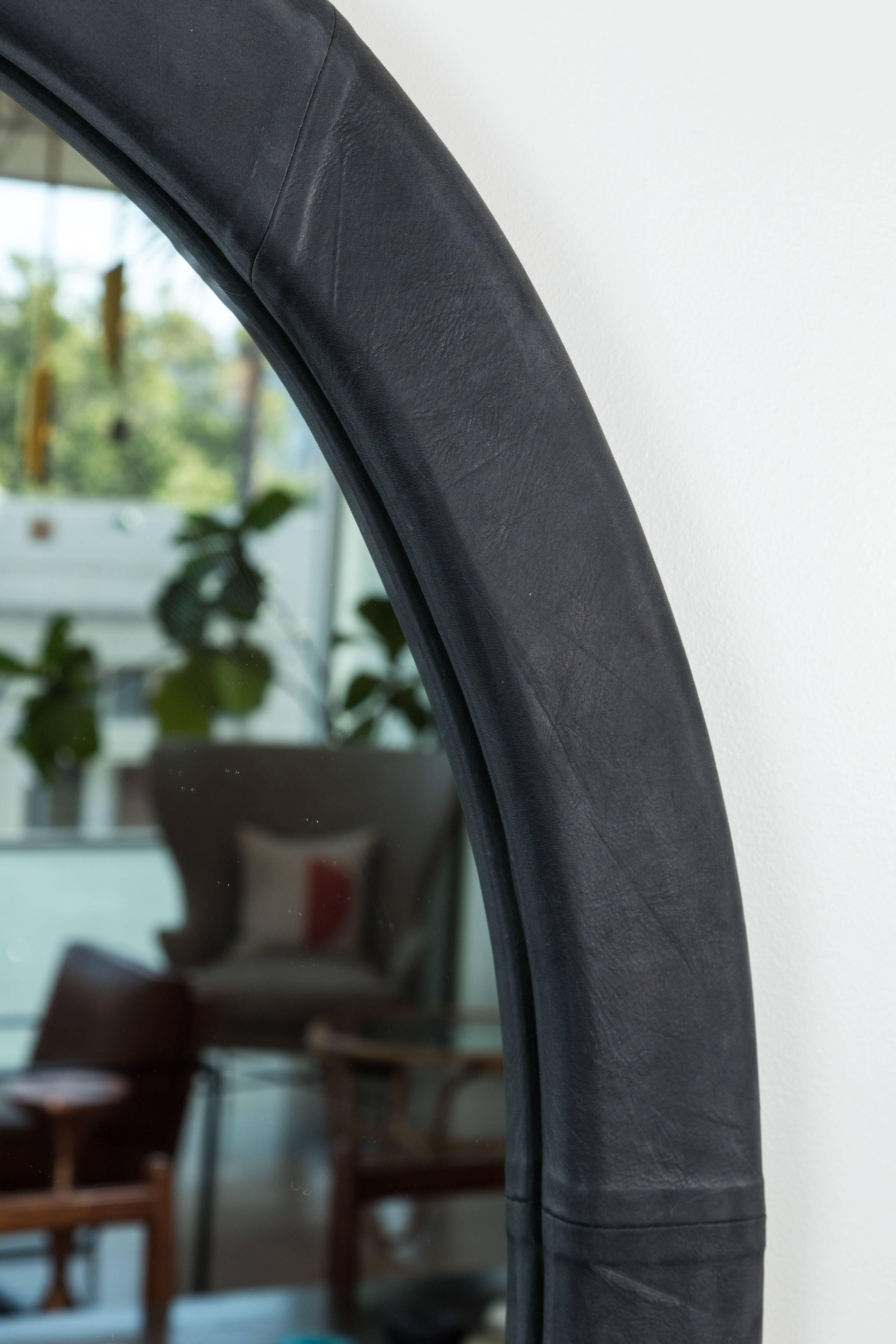 American Leather Oval Mirror by Jason Koharik for Collected By
