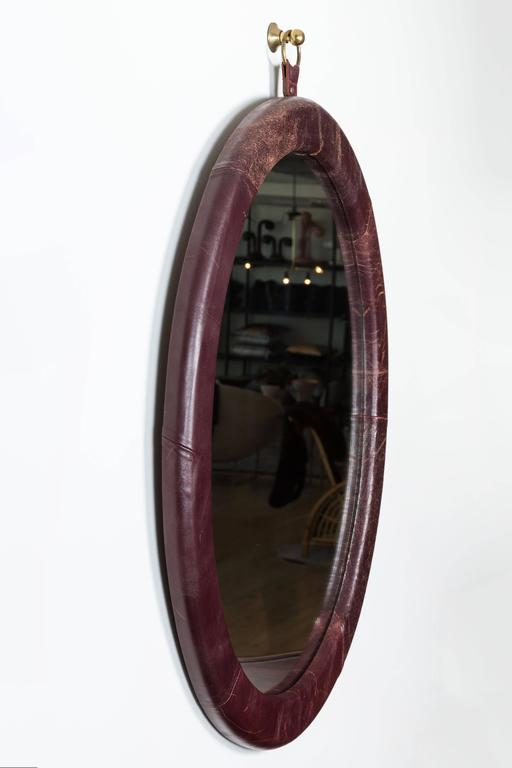 Contemporary Leather Oval Mirror by Jason Koharik for Collected By
