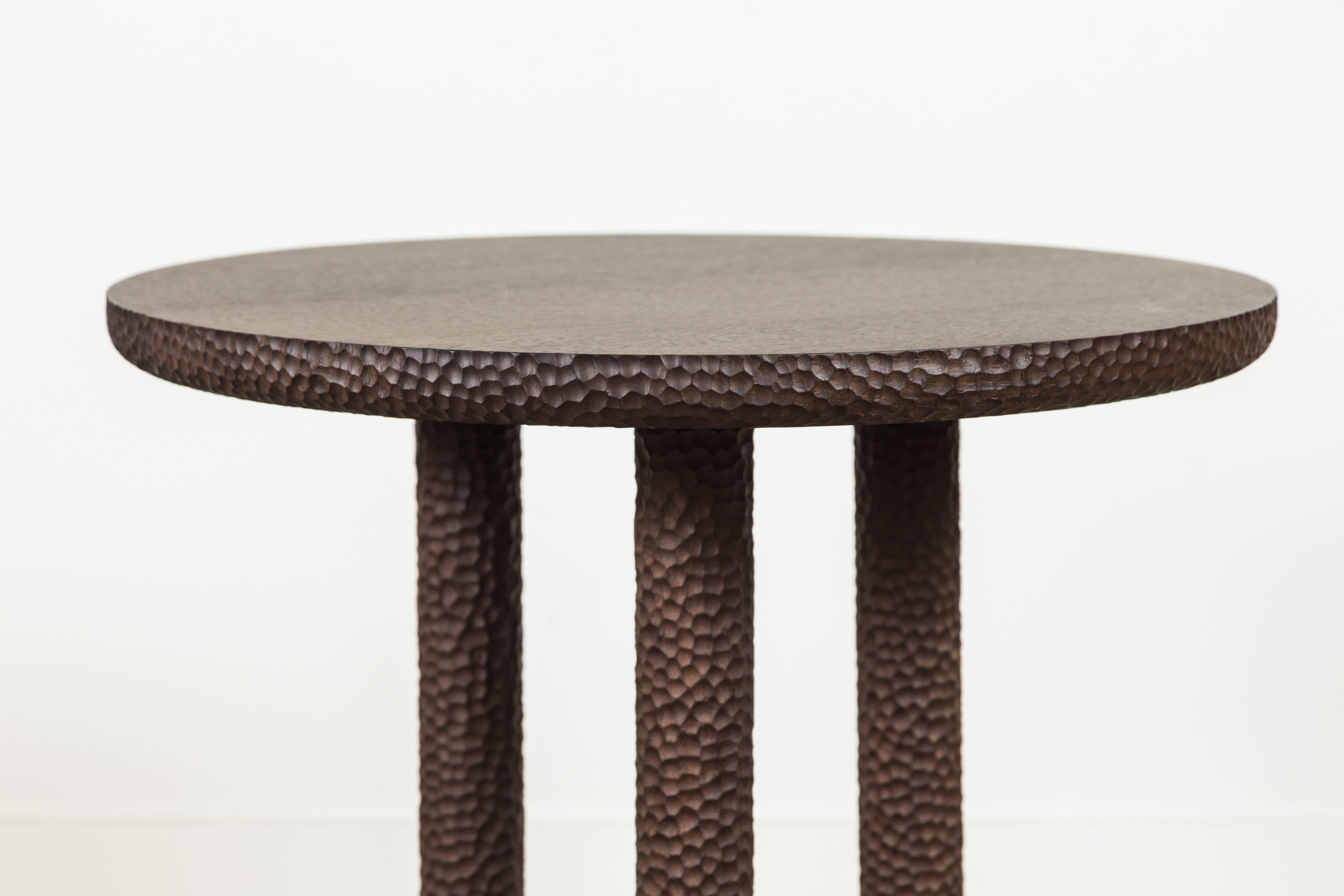 Rosae pedestal by Collection Particuliere. Solid Walnut. Hand tooled.