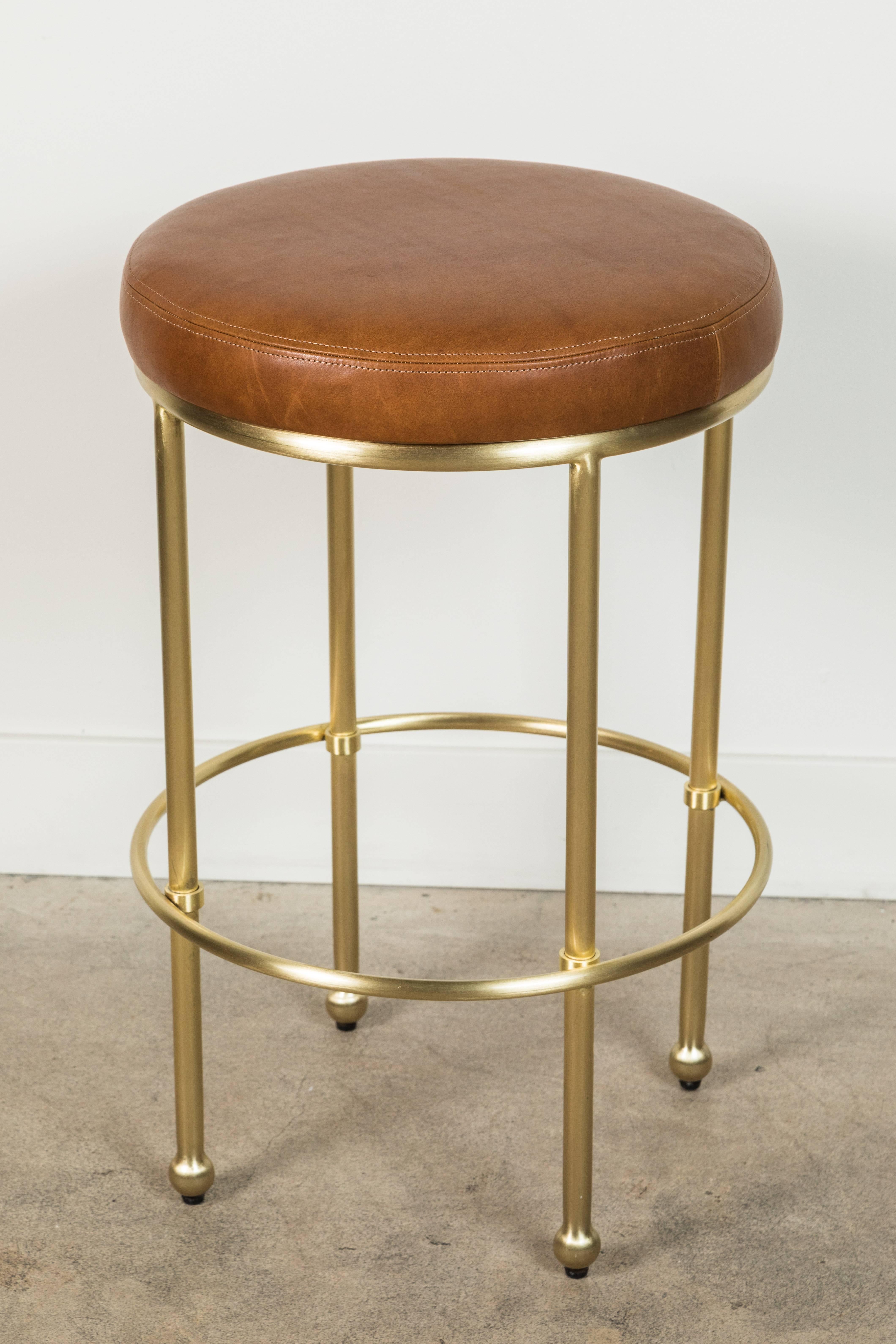 Orsini counterstool by Lawson-Fenning in leather and satin brass.

Available to order in customers own material with a 6-8 week lead time.

As shown: $1,451
To order: $1,325 + COM.
