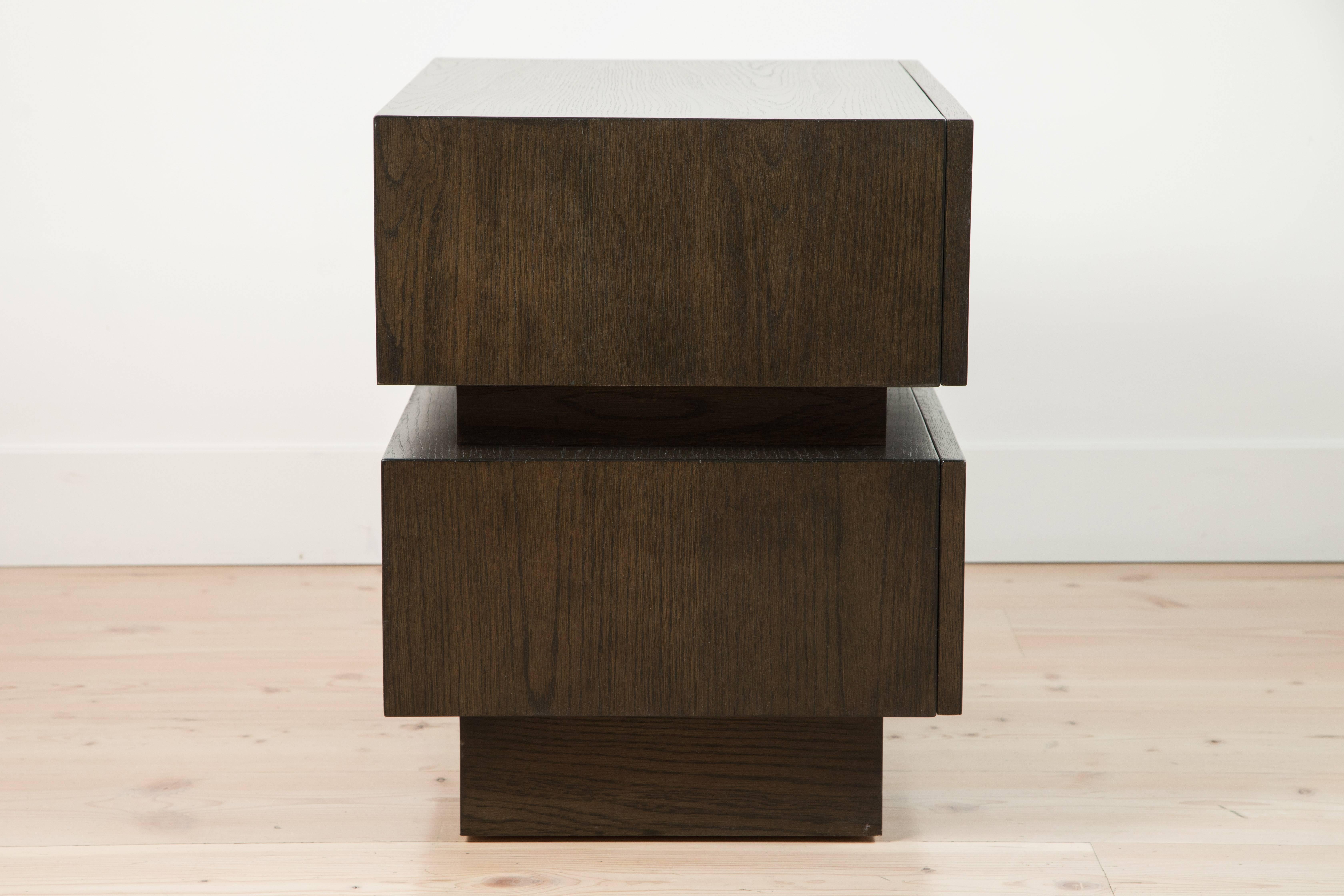 Mid-Century Modern Pair of Small Stacked Box Nightstands by Lawson-Fenning