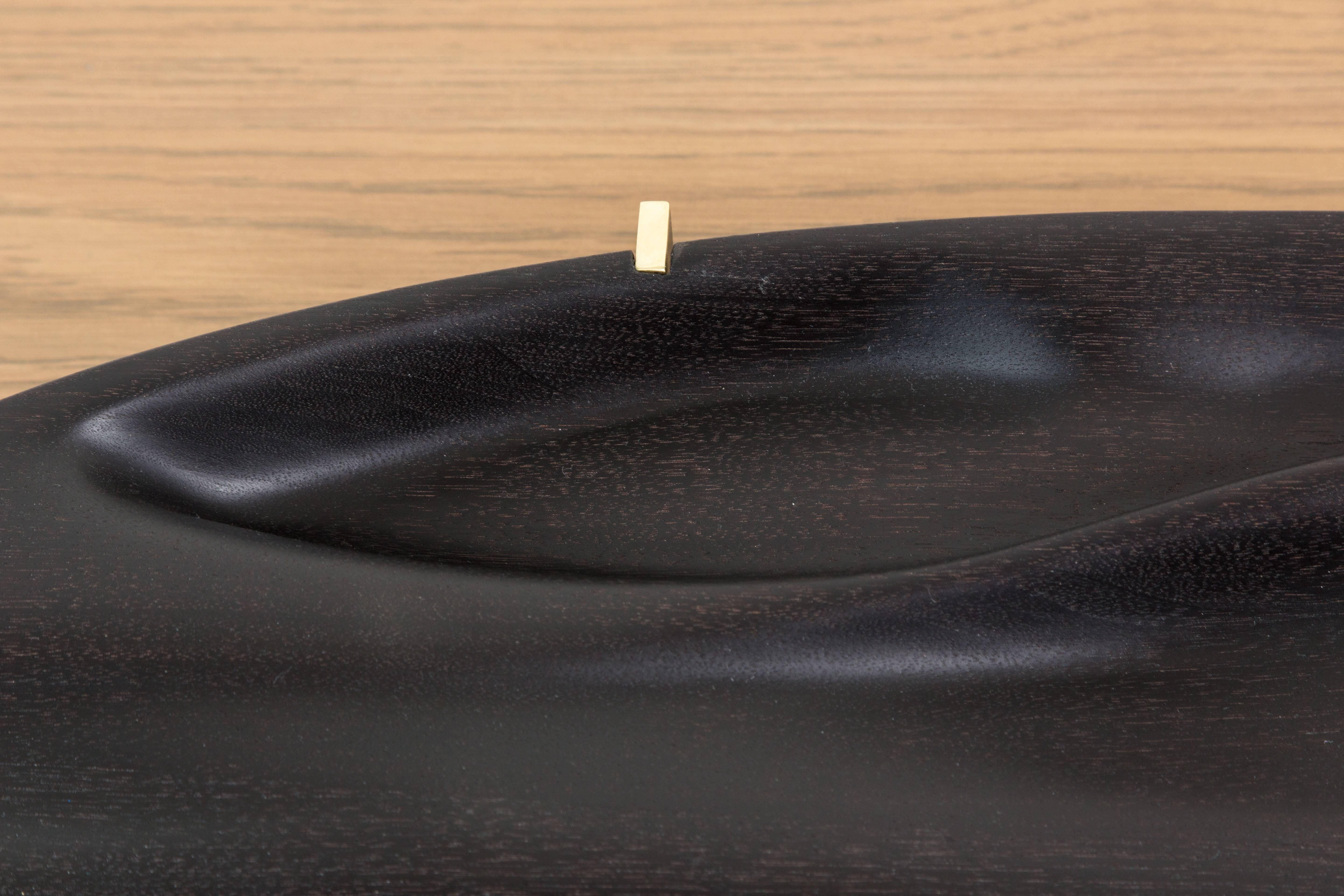 Mid-Century Modern Ebonized Walnut and Brass Oval Tray by Vincent Pocsik for Lawson-Fenning