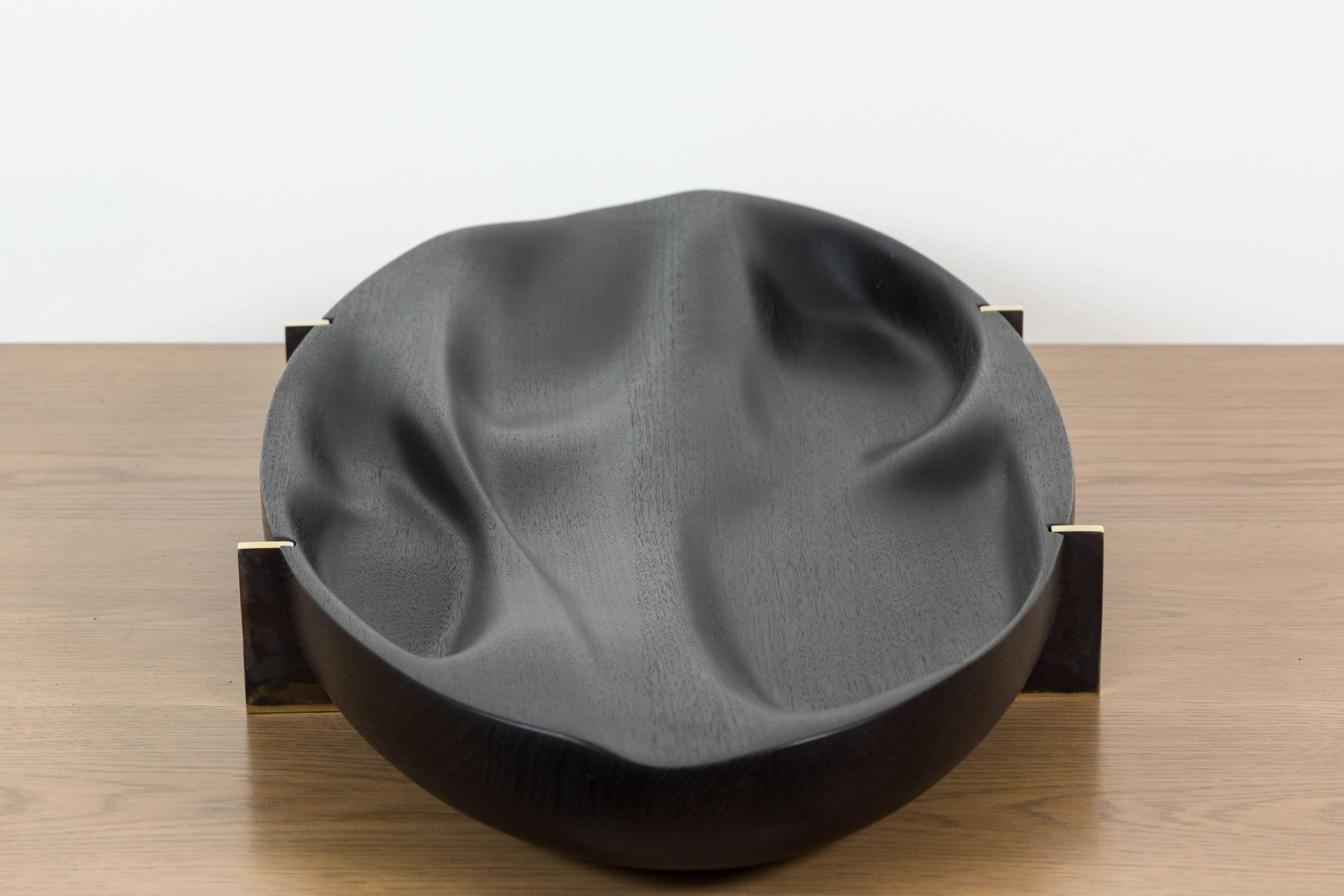 Contemporary Ebonized Walnut and Brass Oval Tray by Vincent Pocsik for Lawson-Fenning