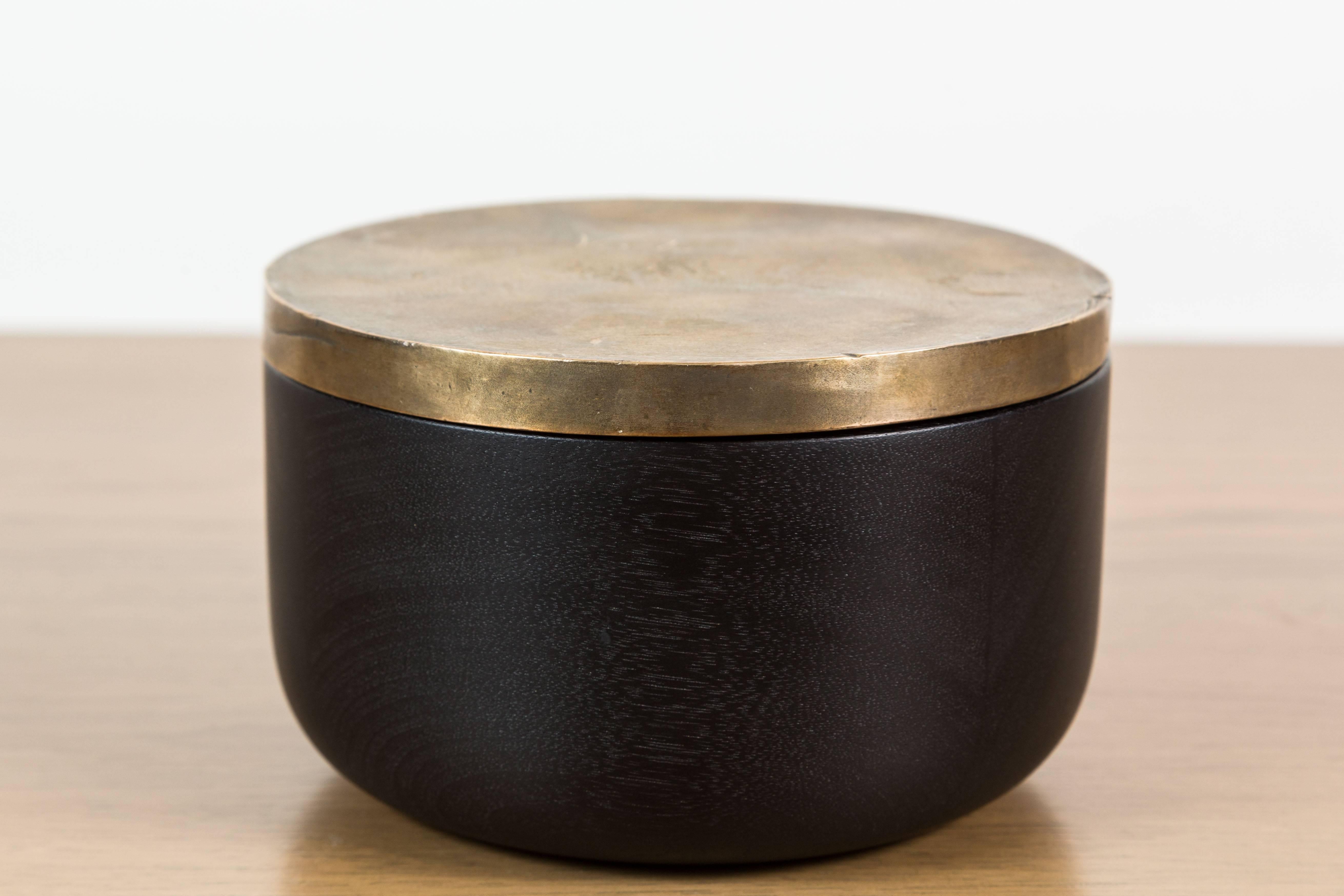 Ebonized Walnut and Cast Bronze Round Box by Vincent Pocsik for Lawson-Fenning 1