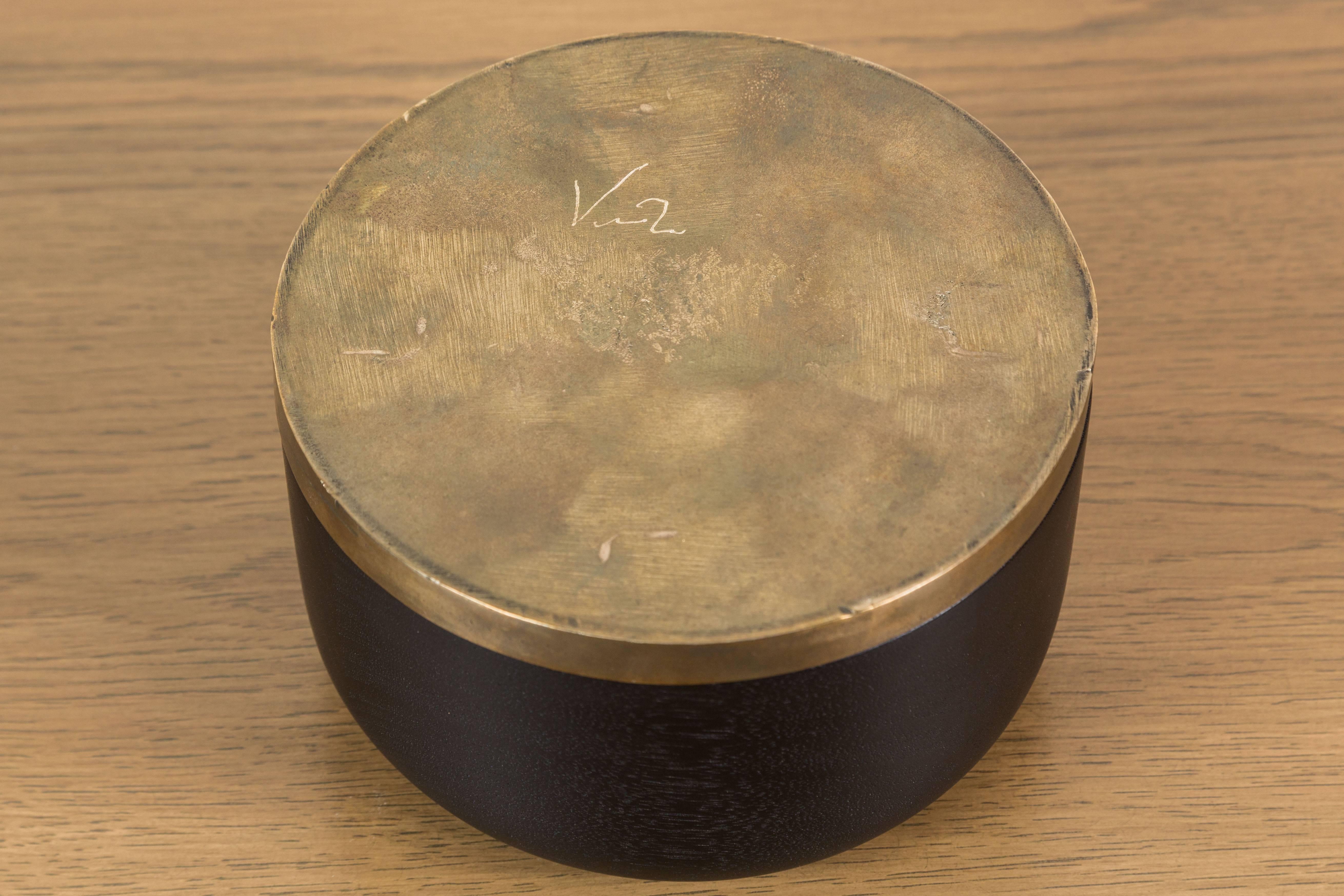Ebonized Walnut and Cast Bronze Round Box by Vincent Pocsik for Lawson-Fenning 2
