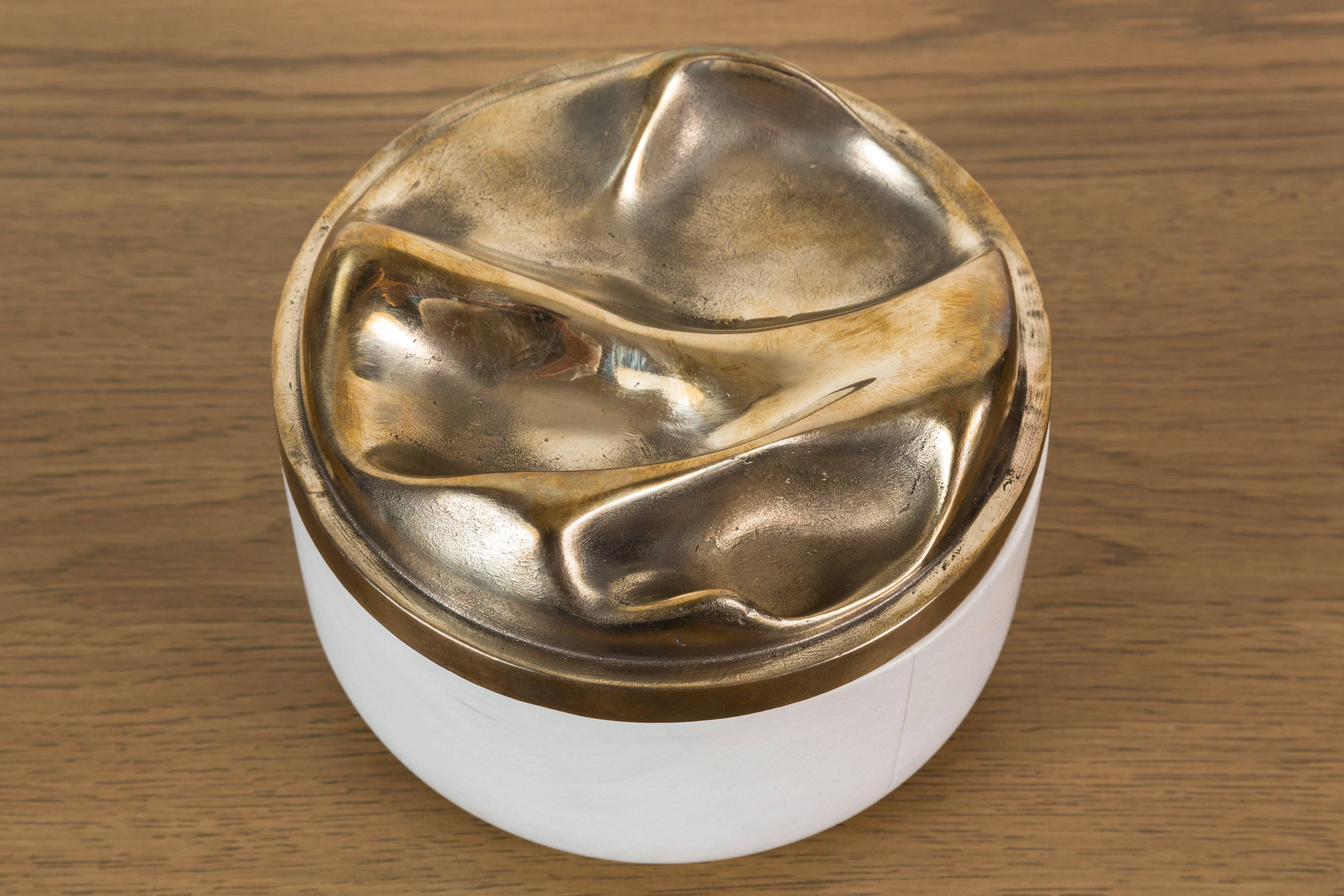 Bleached Maple and Cast Bronze Round Box by Vincent Pocsik 2