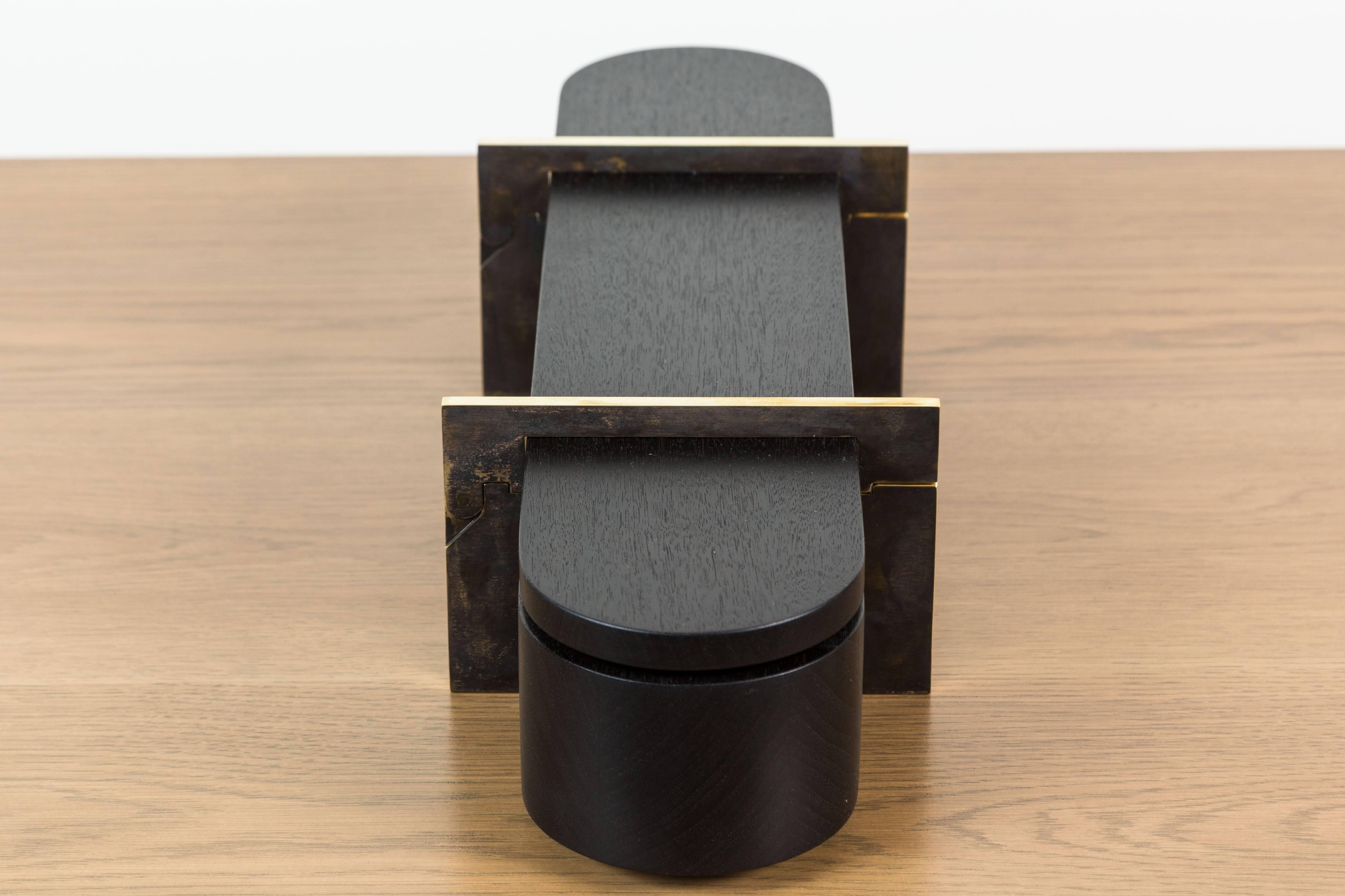 Mid-Century Modern Ebonized Walnut and Brass Lidded Box by Vincent Pocsik for Lawson-Fenning