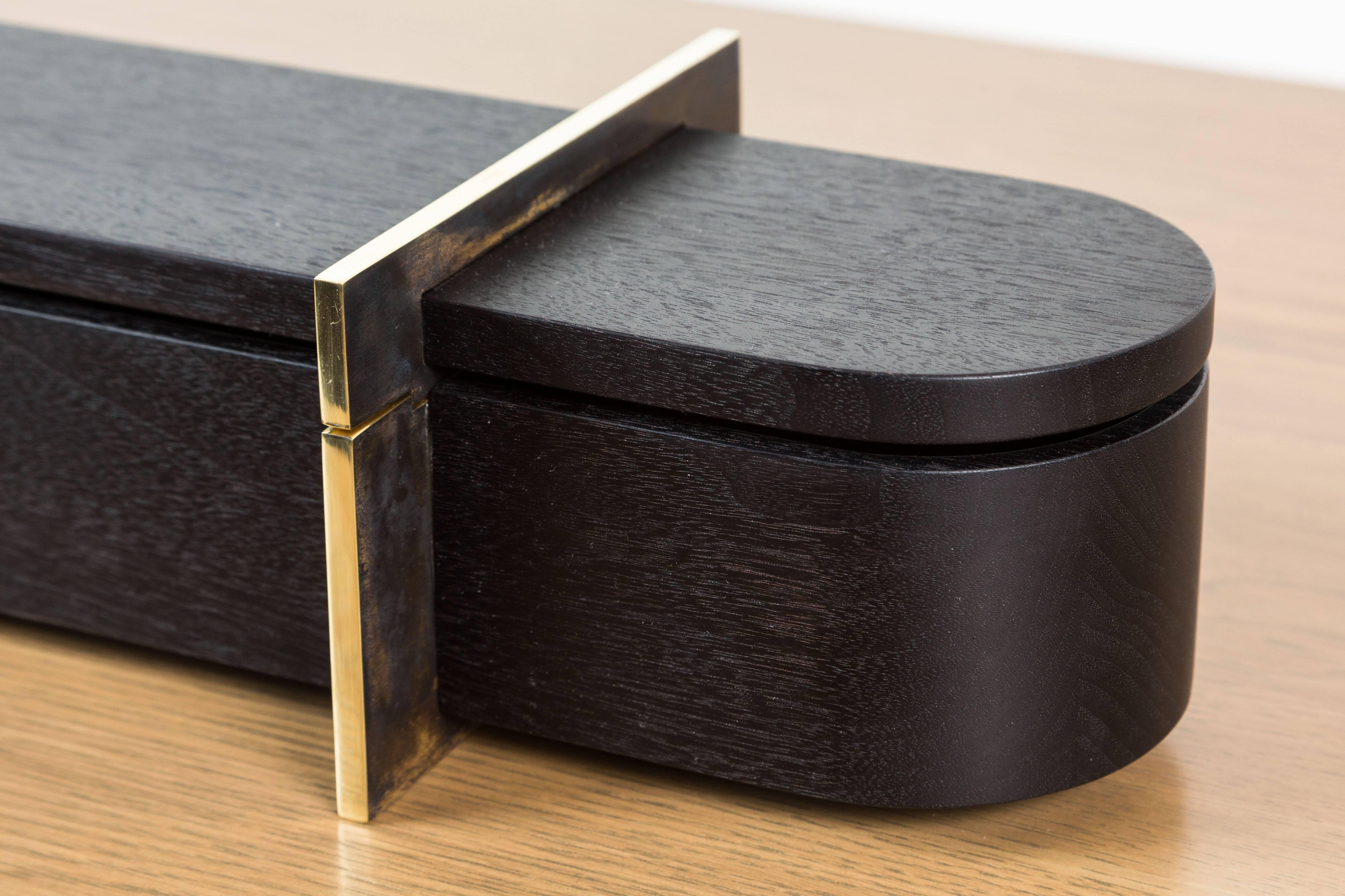 American Ebonized Walnut and Brass Lidded Box by Vincent Pocsik for Lawson-Fenning