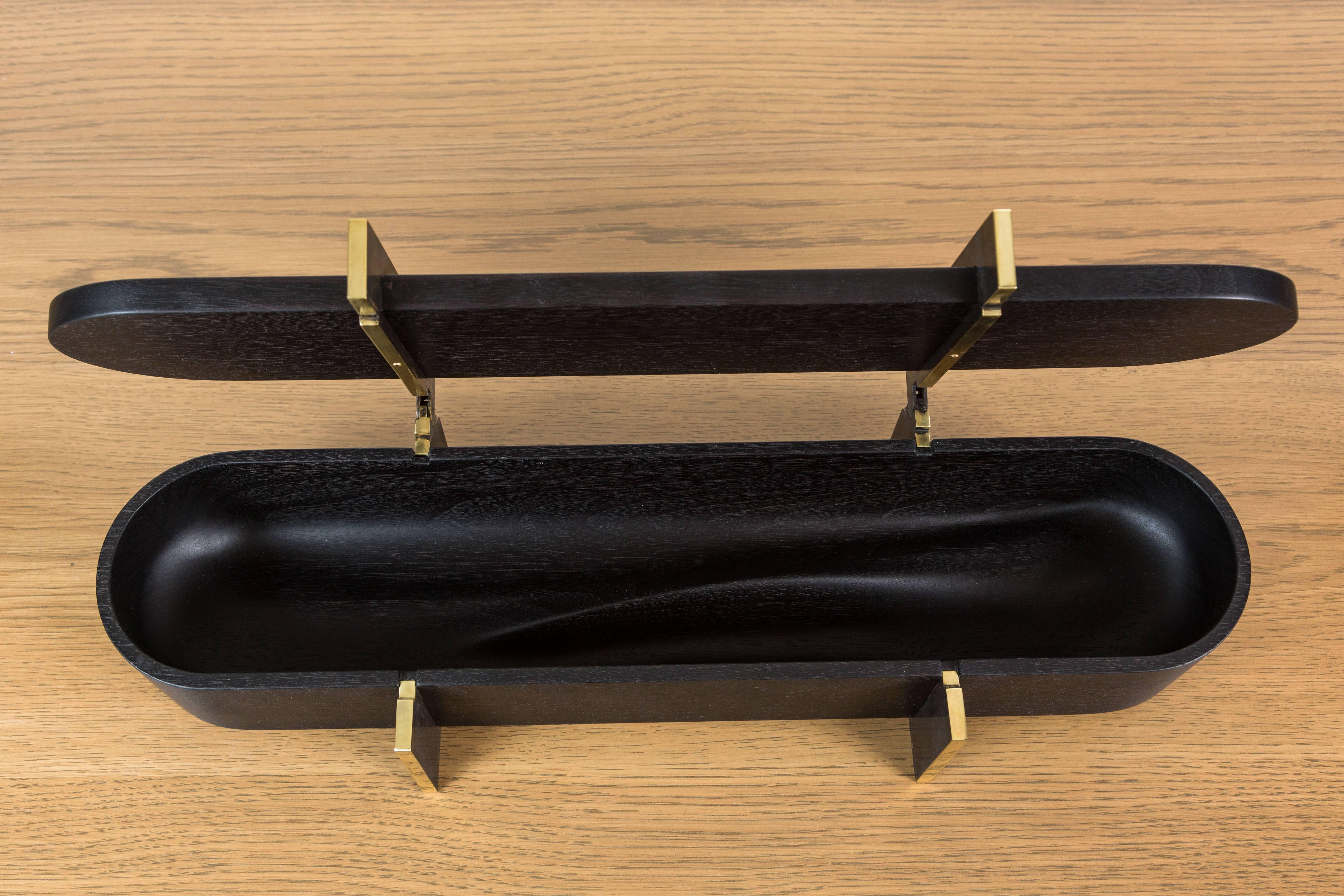 Contemporary Ebonized Walnut and Brass Lidded Box by Vincent Pocsik for Lawson-Fenning