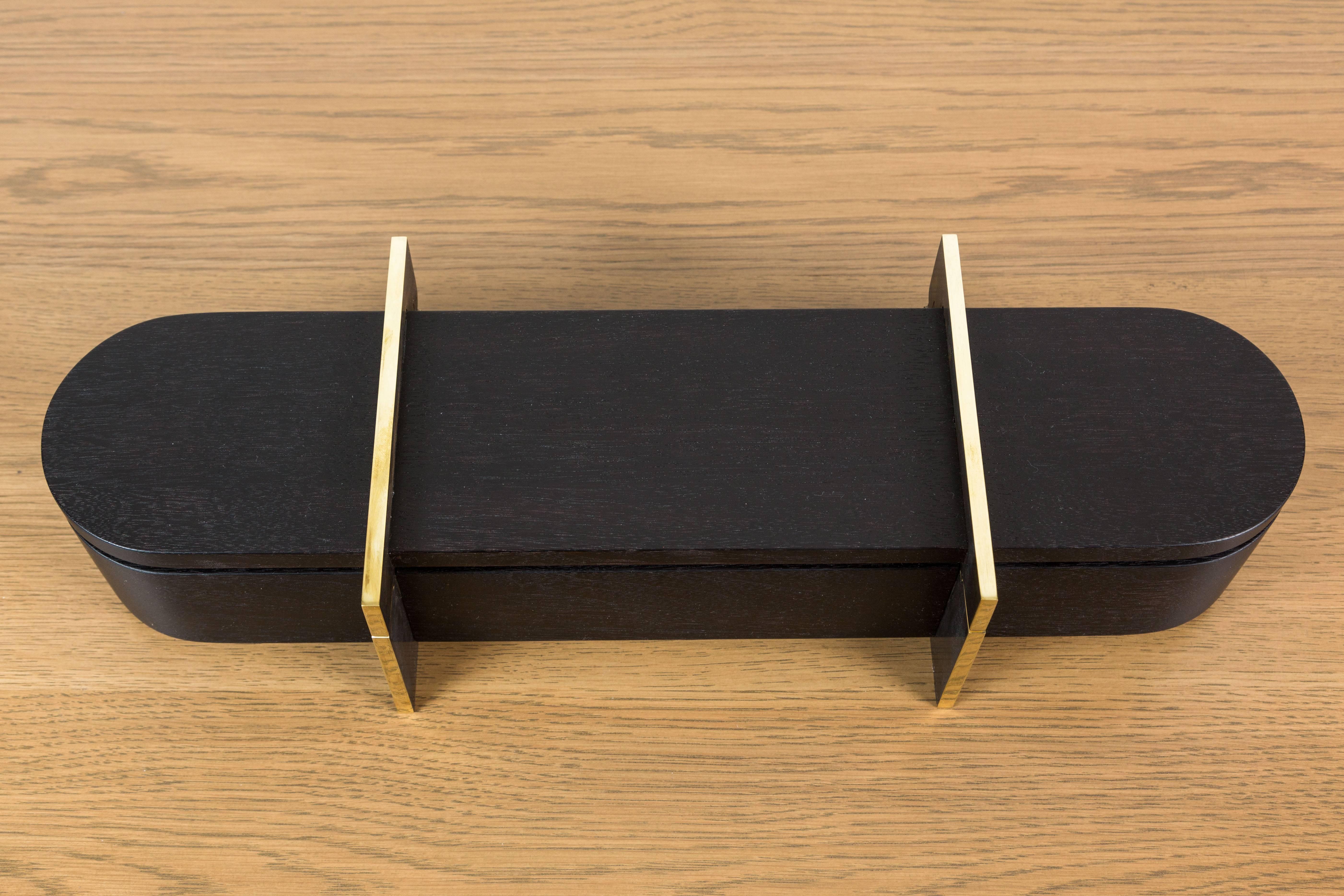 Ebonized Walnut and Brass Lidded Box by Vincent Pocsik for Lawson-Fenning 1