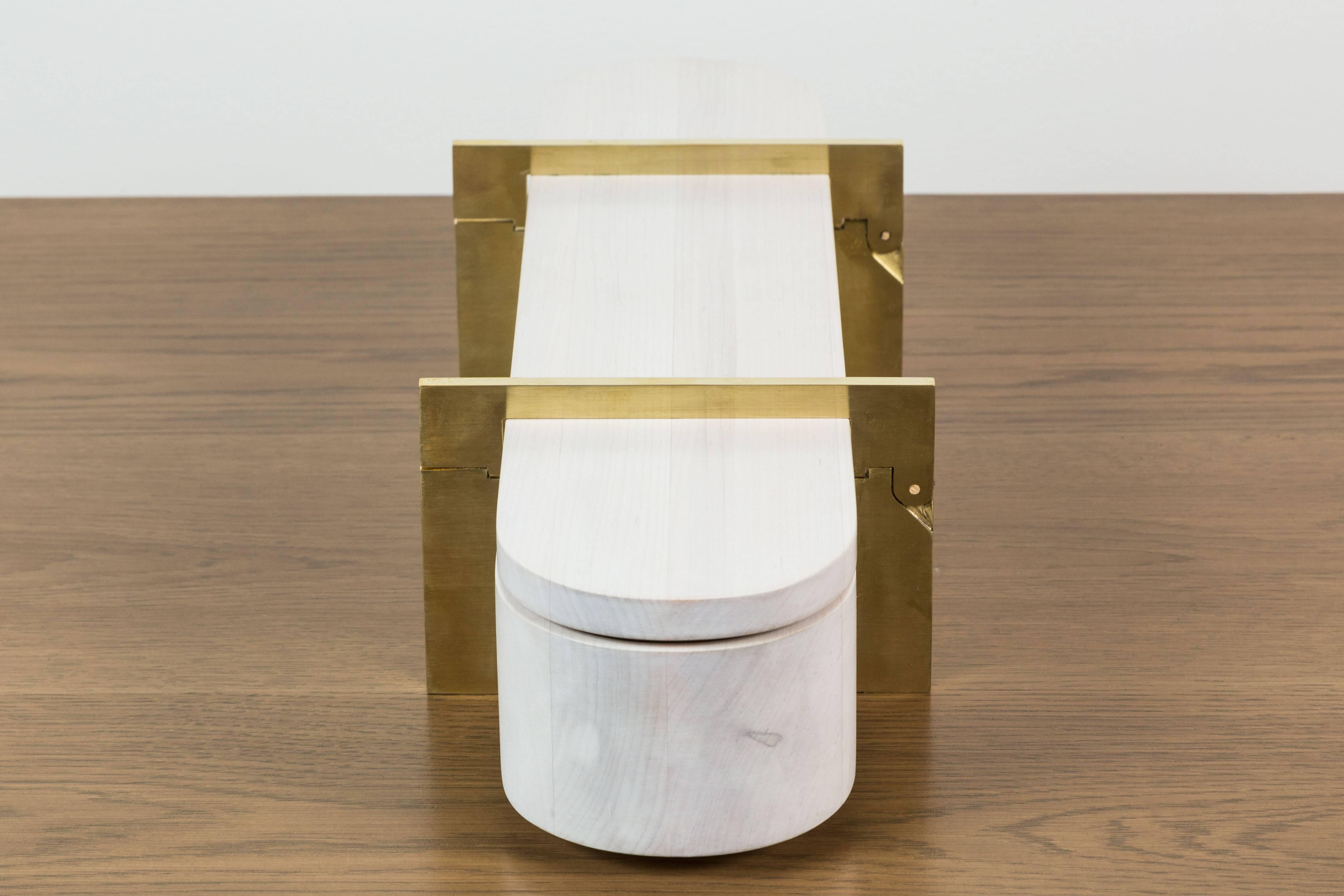 American Bleached Maple and Bras Lidded Box by Vincent Pocsik for Lawson-Fenning