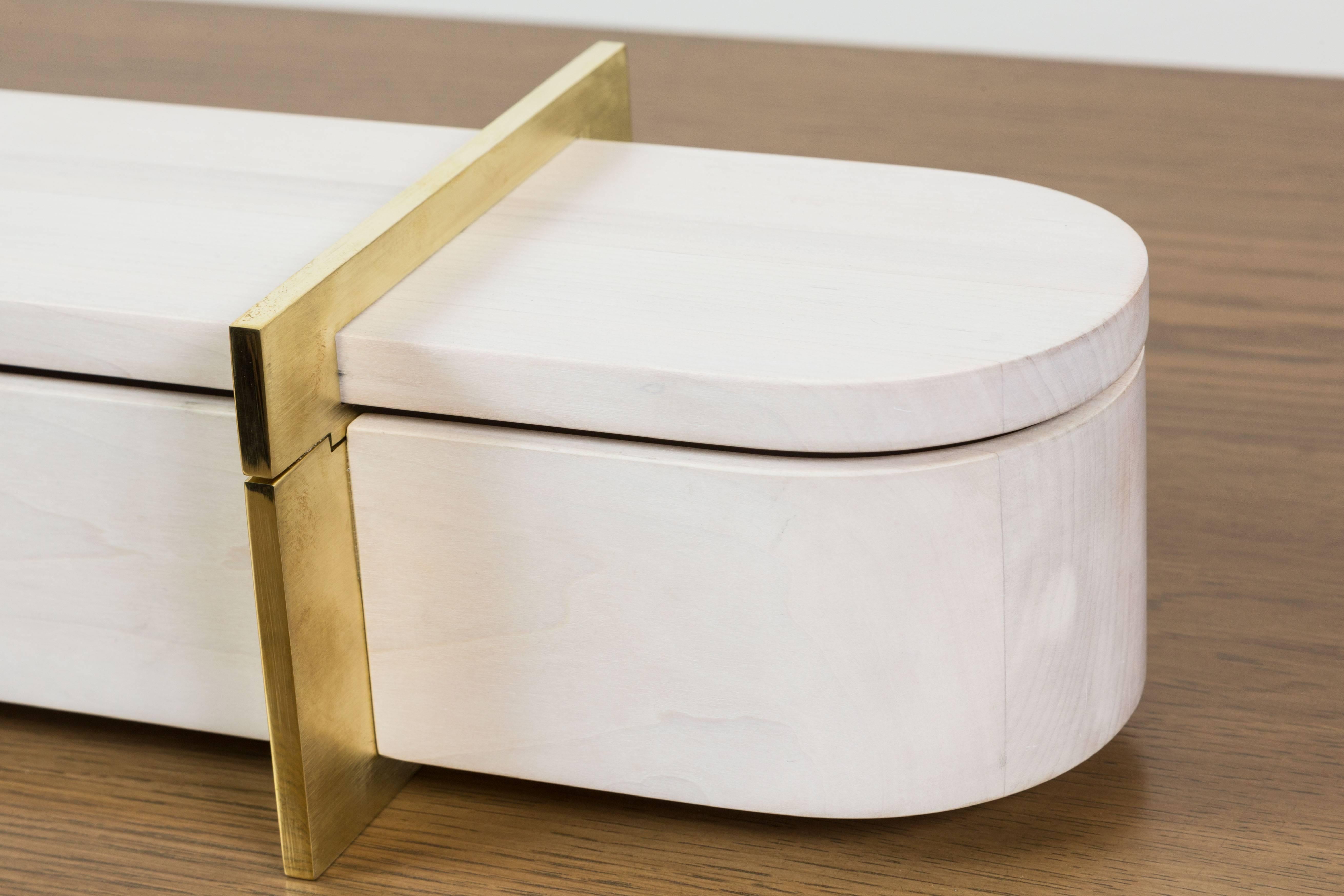 Contemporary Bleached Maple and Bras Lidded Box by Vincent Pocsik for Lawson-Fenning