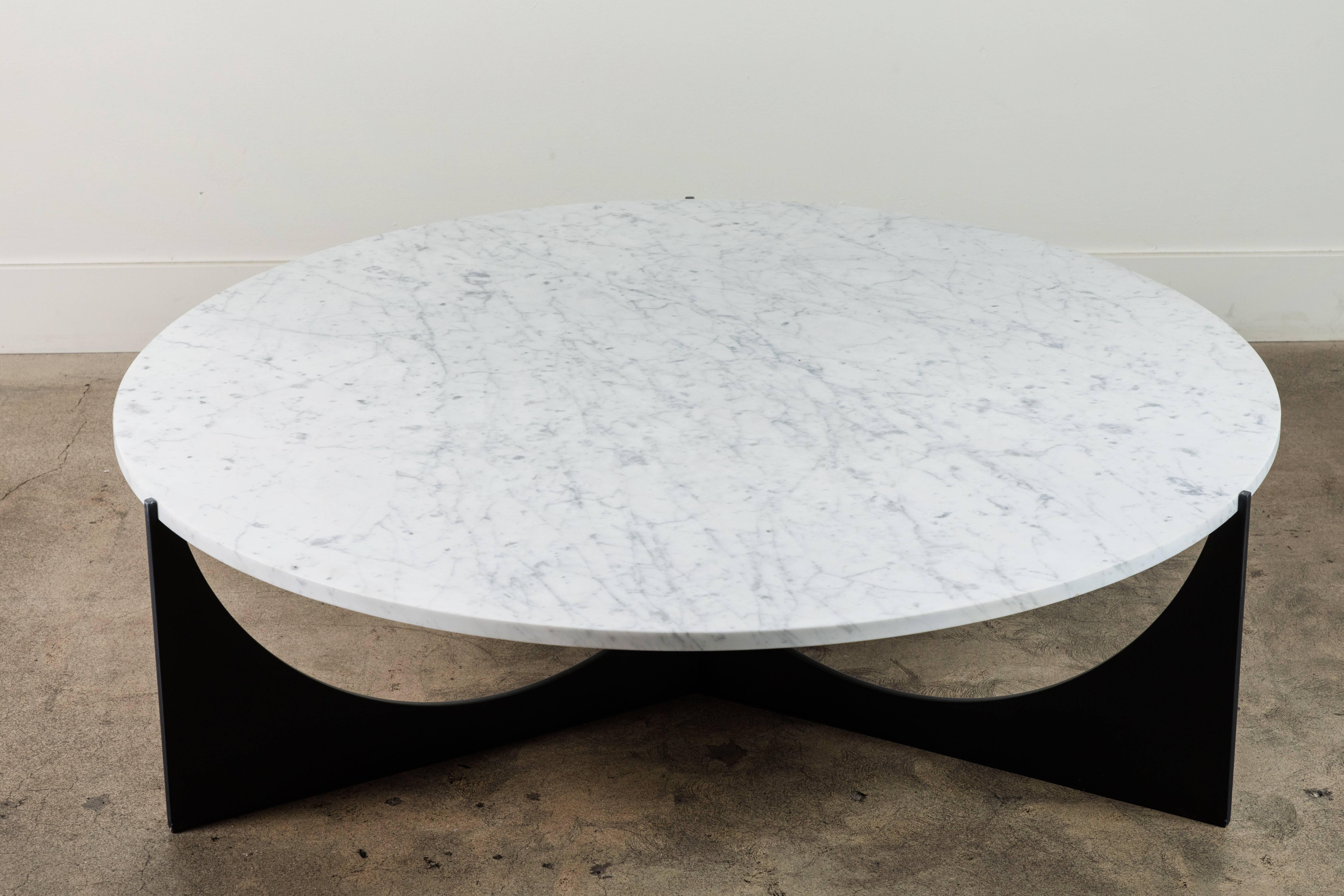 Eclipse Coffee Table in Blackened Steel and Carrara Marble by Ten10 1