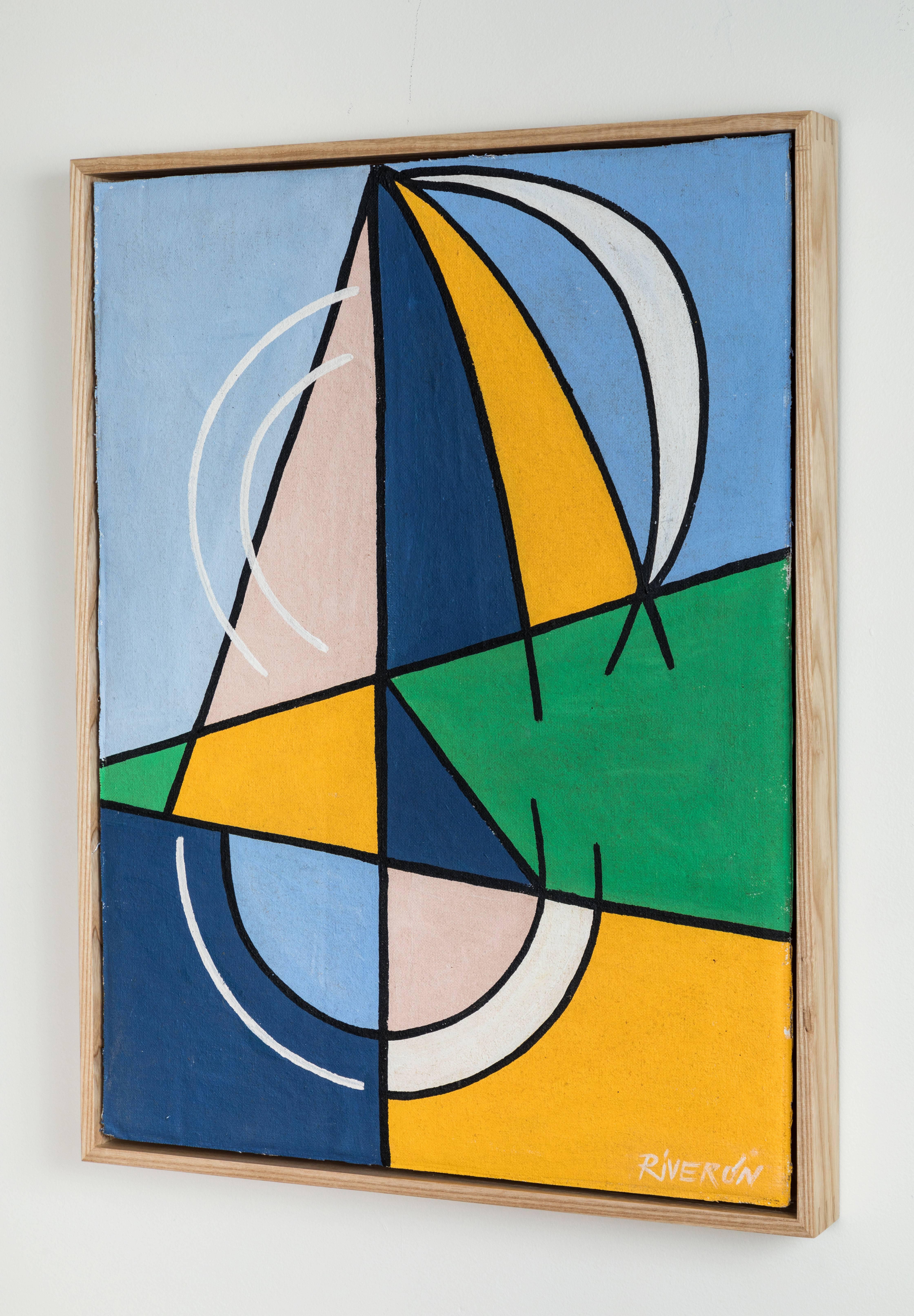 Abstract painting by Enrique Riverón (Cuban, 1902-1998). Oil on board.