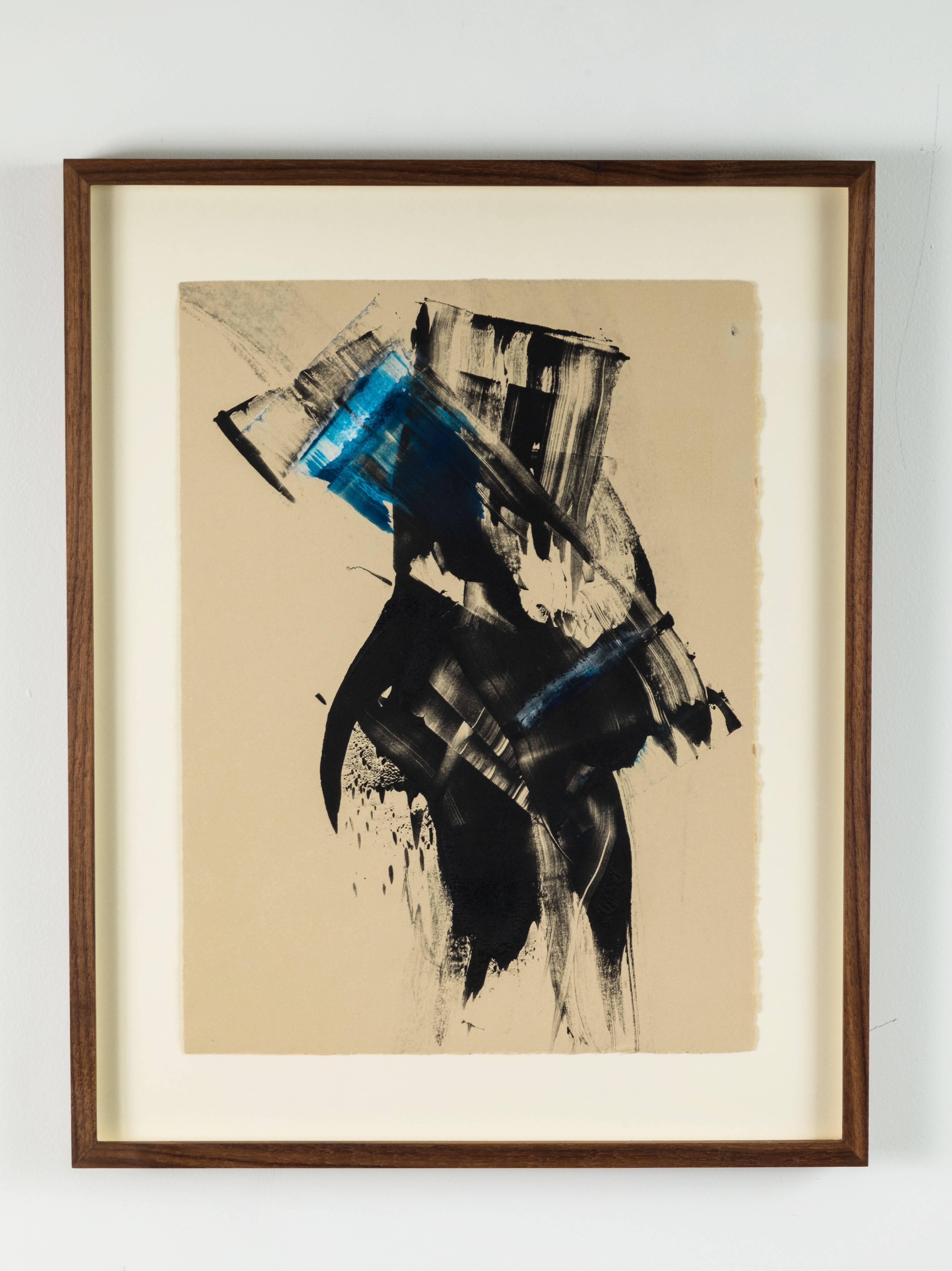 Blue black abstract monoprint by Anna Ullman.