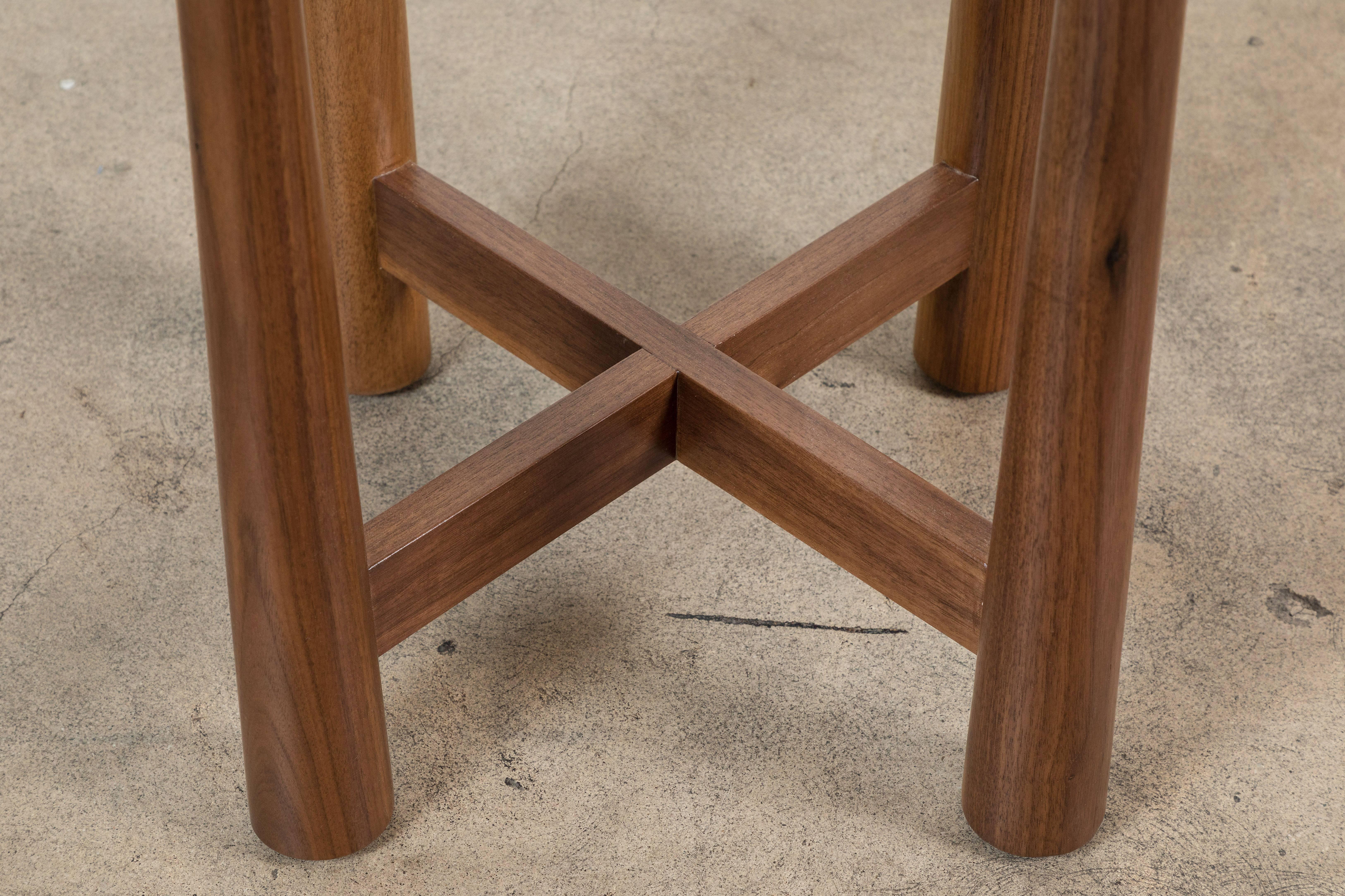 Turned Travertine and Walnut Bronson Drinks Table by Lawson-Fenning