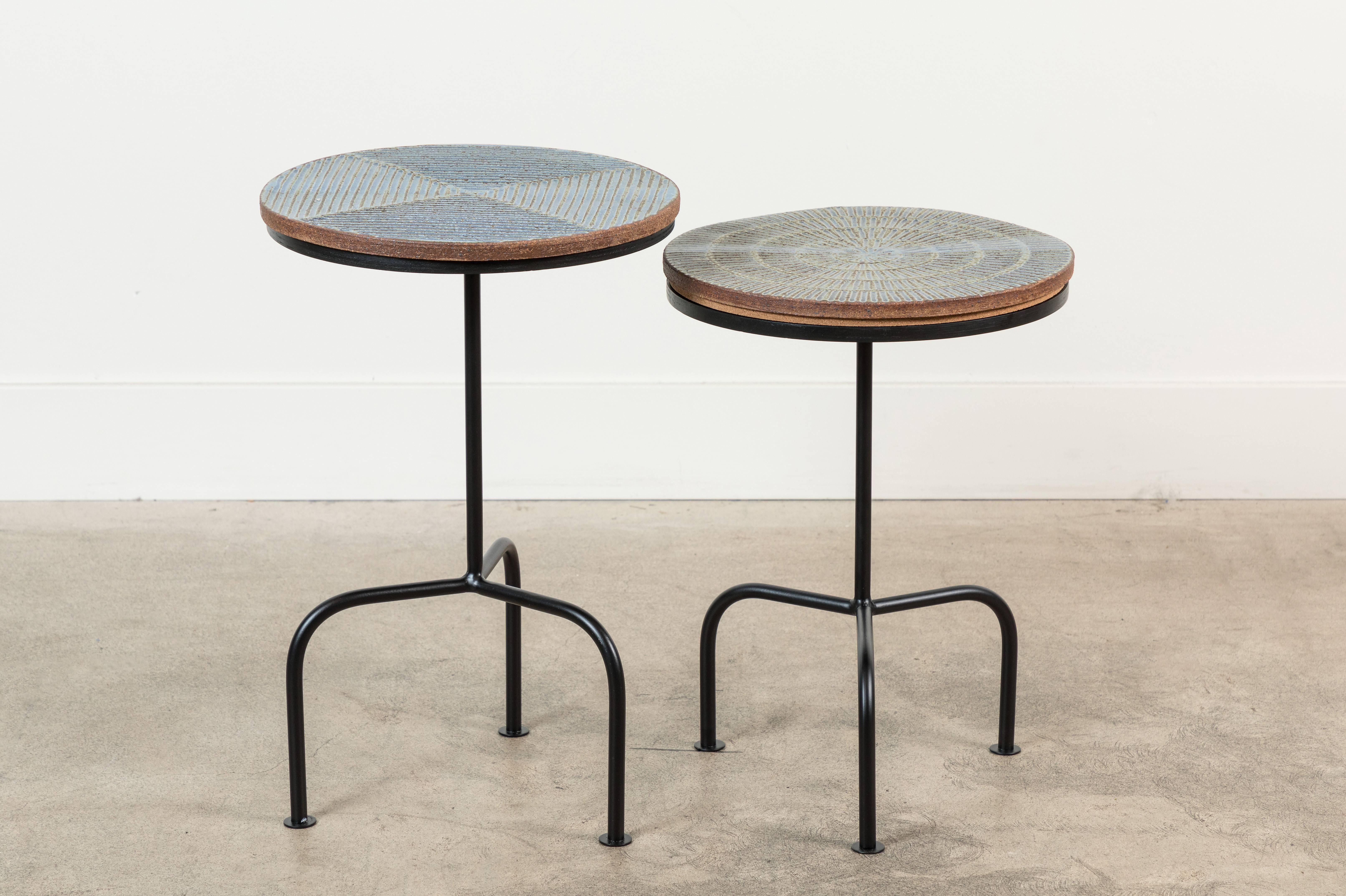 Steel and Ceramic Side Table by Mt. Washington Pottery for Lawson-Fenning 2