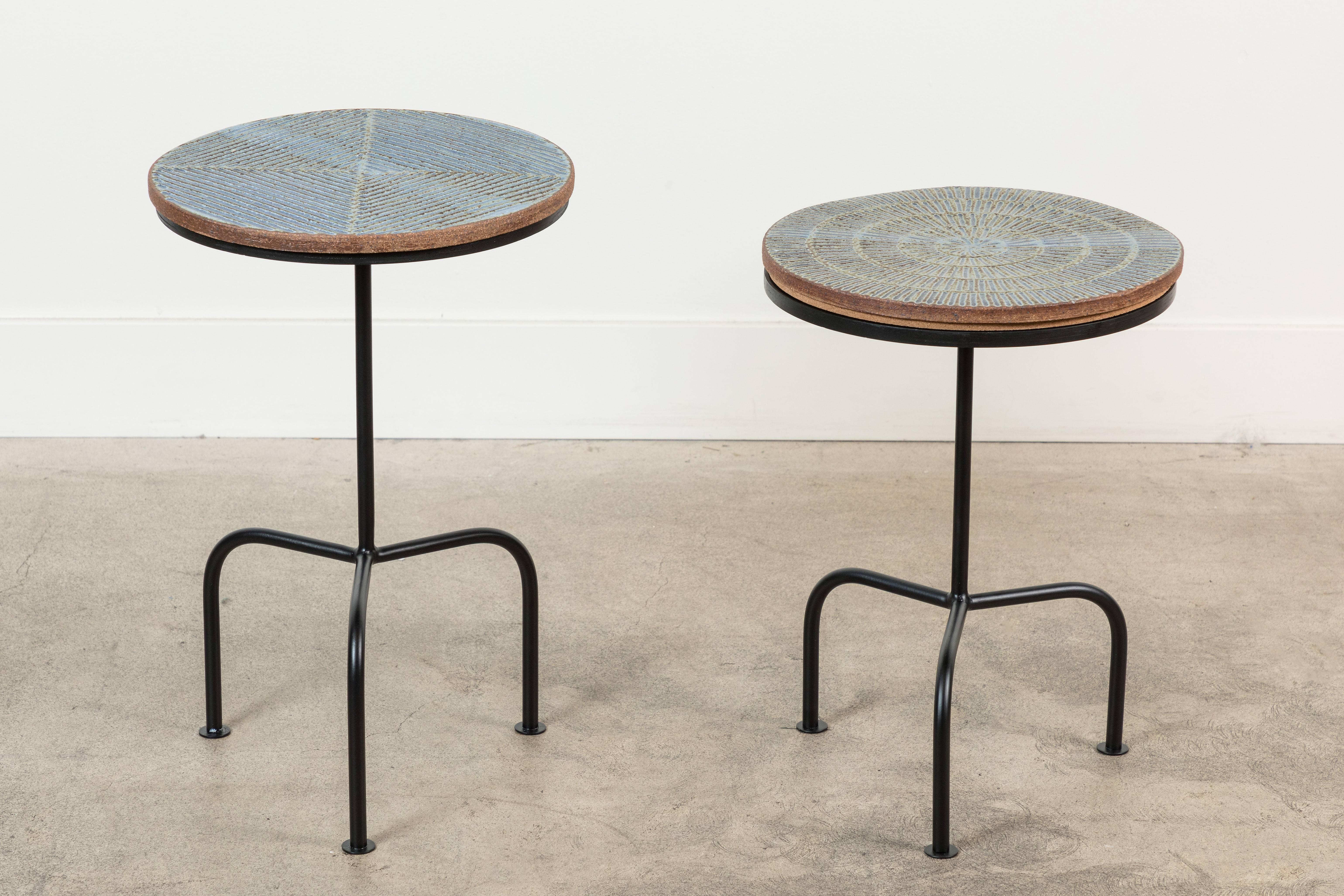 Steel and Ceramic Side Table by Mt. Washington Pottery for Lawson-Fenning 1