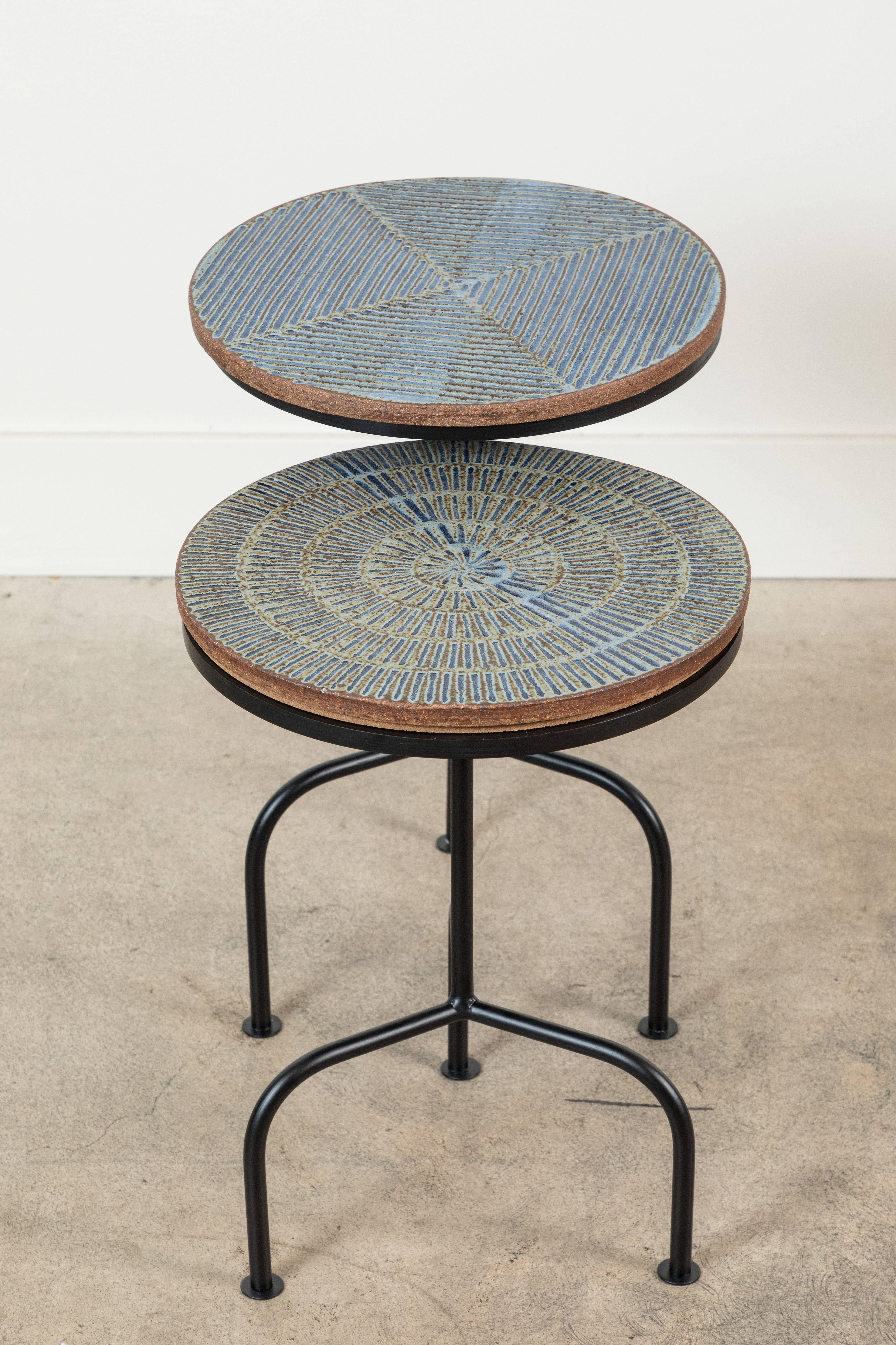 Steel and Ceramic Side Table by Mt. Washington Pottery for Lawson-Fenning 4