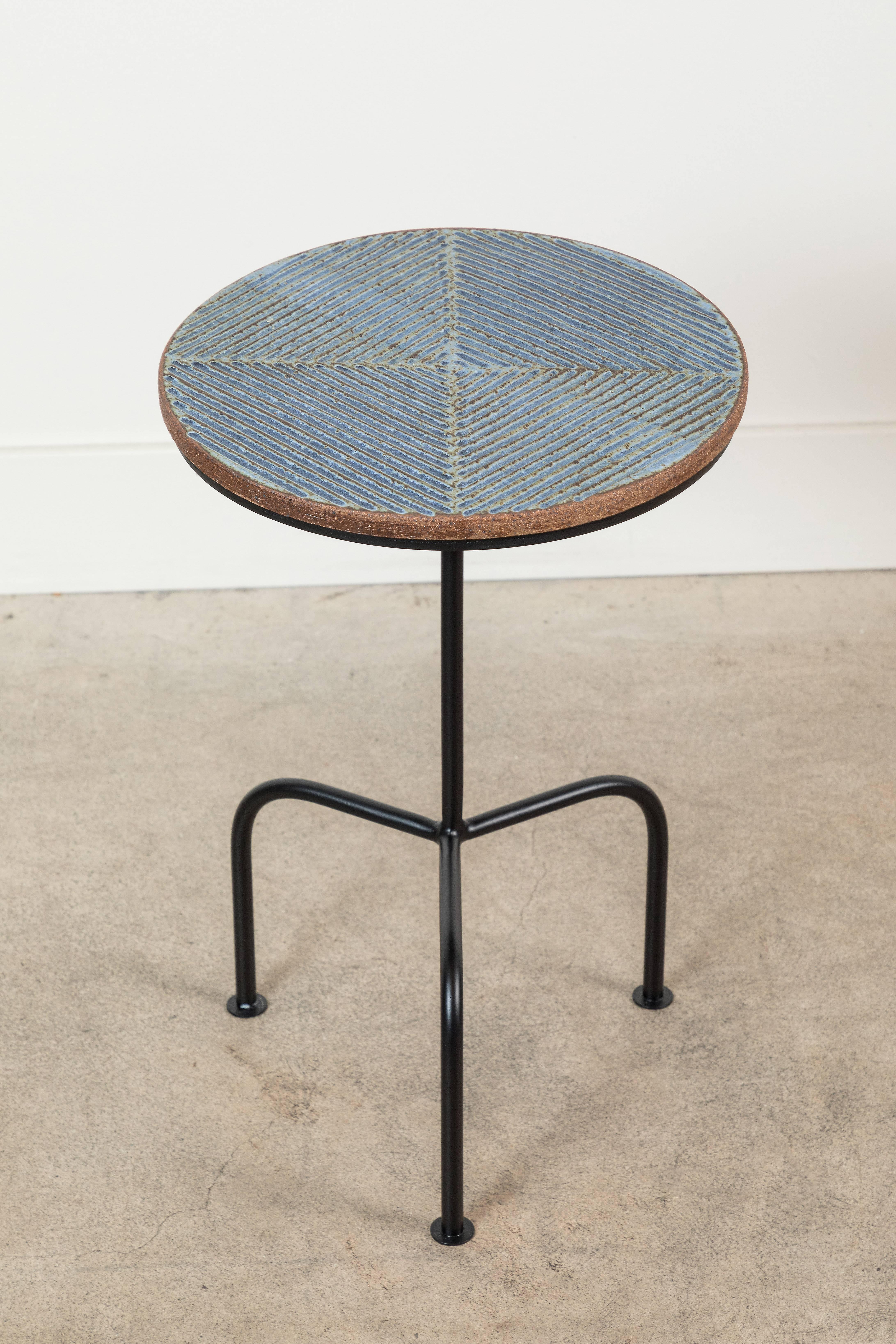 Mid-Century Modern Steel and Ceramic Side Table by Mt. Washington Pottery for Lawson-Fenning