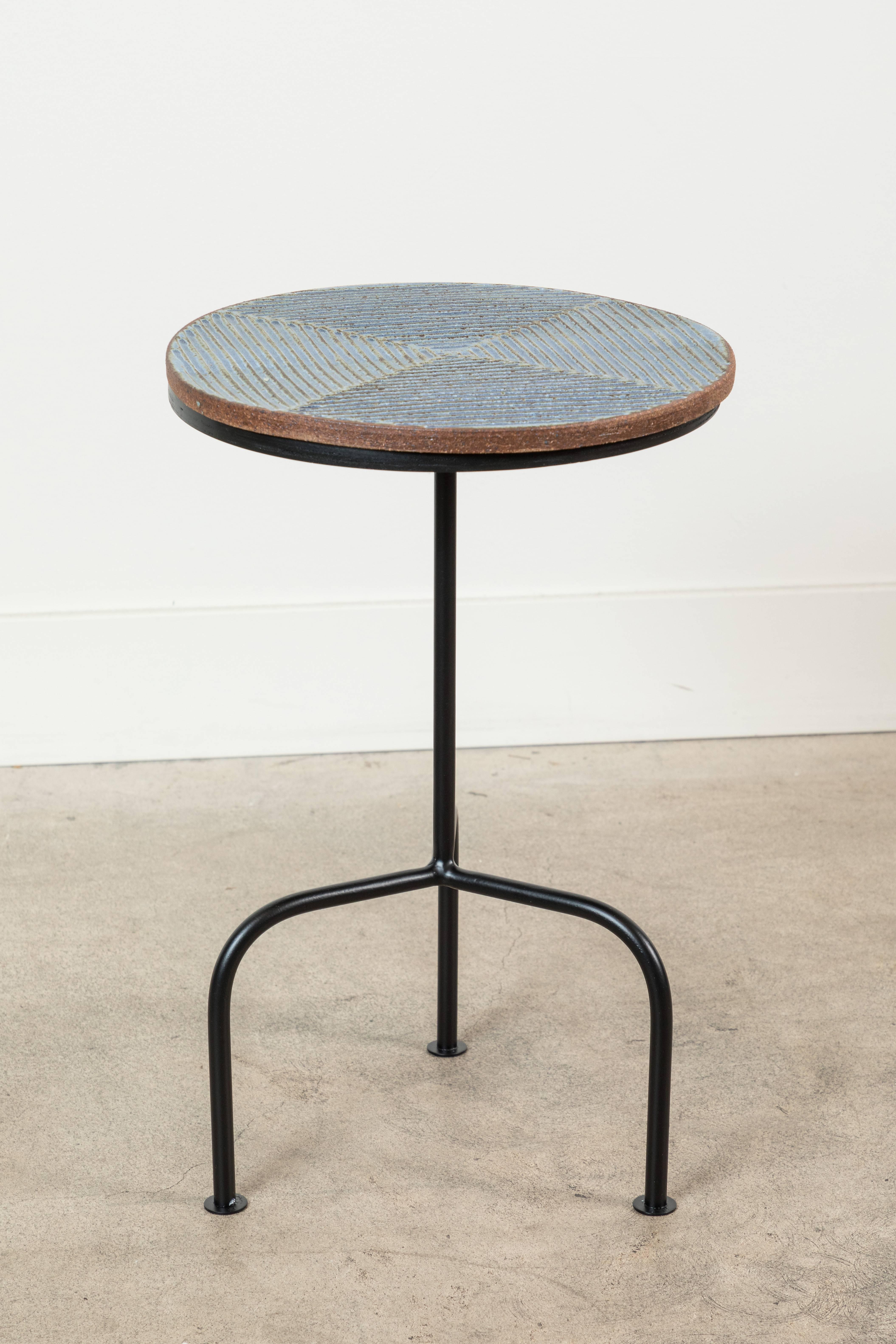 Contemporary Steel and Ceramic Side Table by Mt. Washington Pottery for Lawson-Fenning