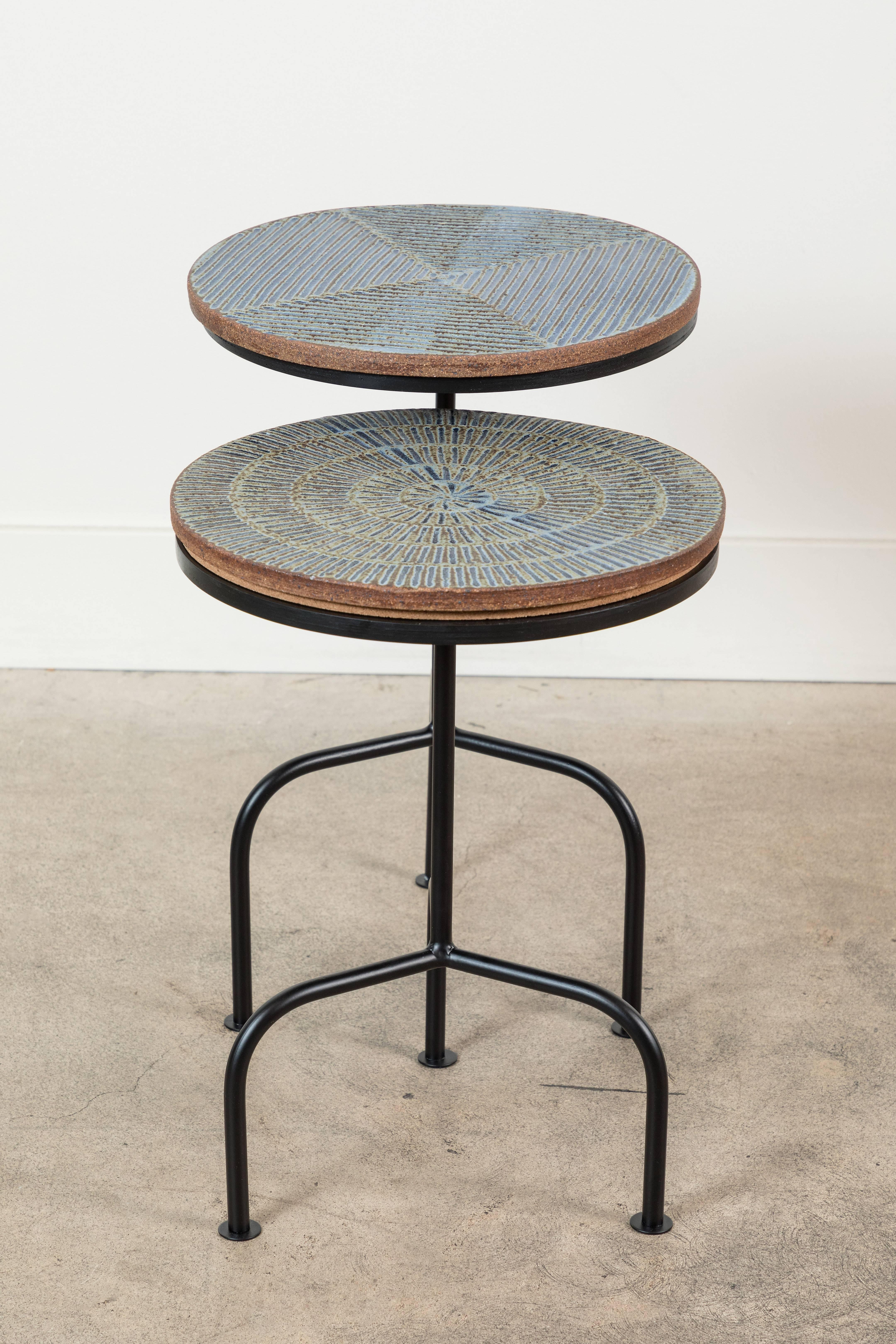Steel and Ceramic Side Table by Mt. Washington Pottery for Collabs in Clay 2
