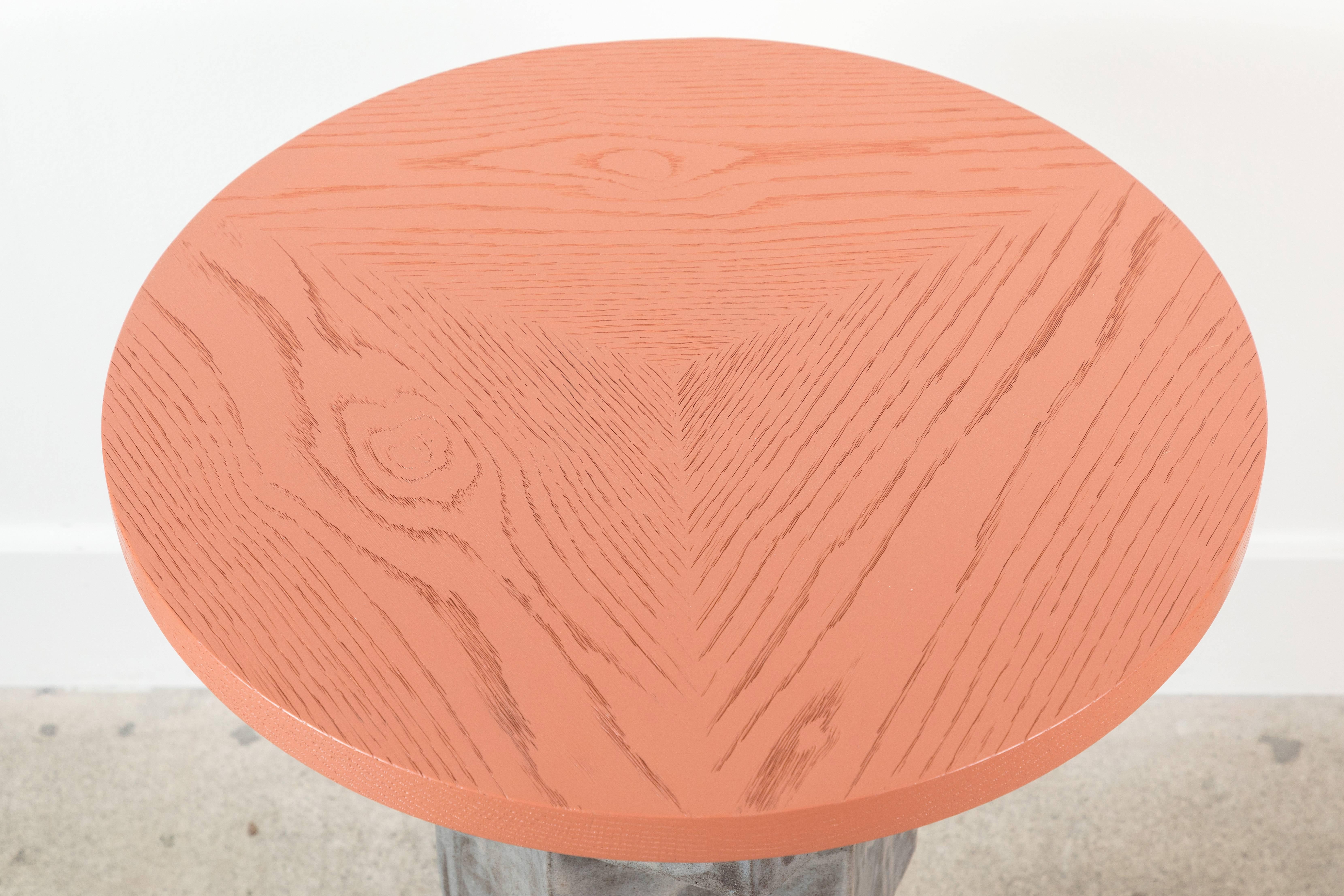 Solid Oak and Ceramic Side Table by BZippy & Co. for Collabs in Clay 1