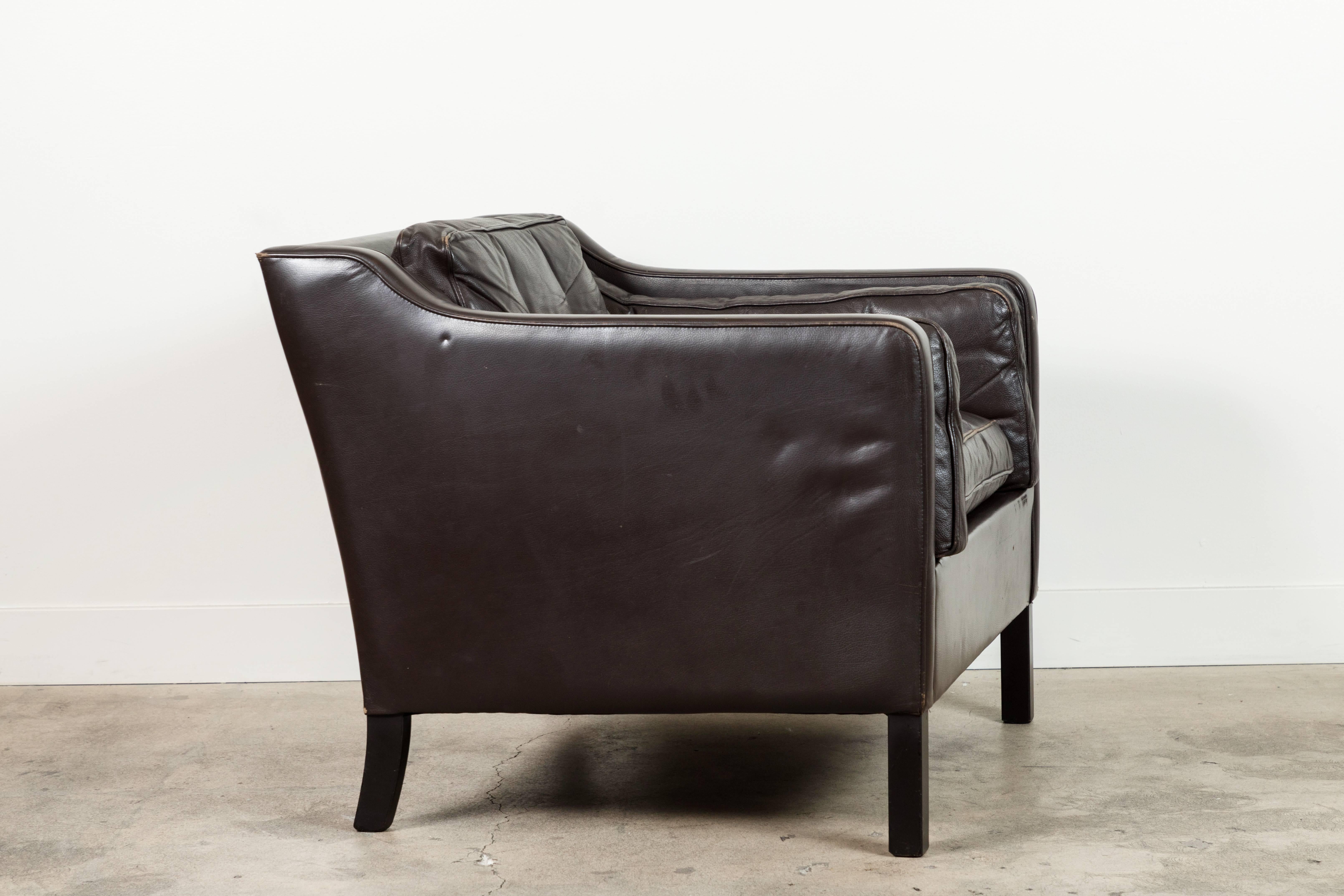 Mid-Century Modern Danish Leather Club Chair in the Style of Børge Mogensen