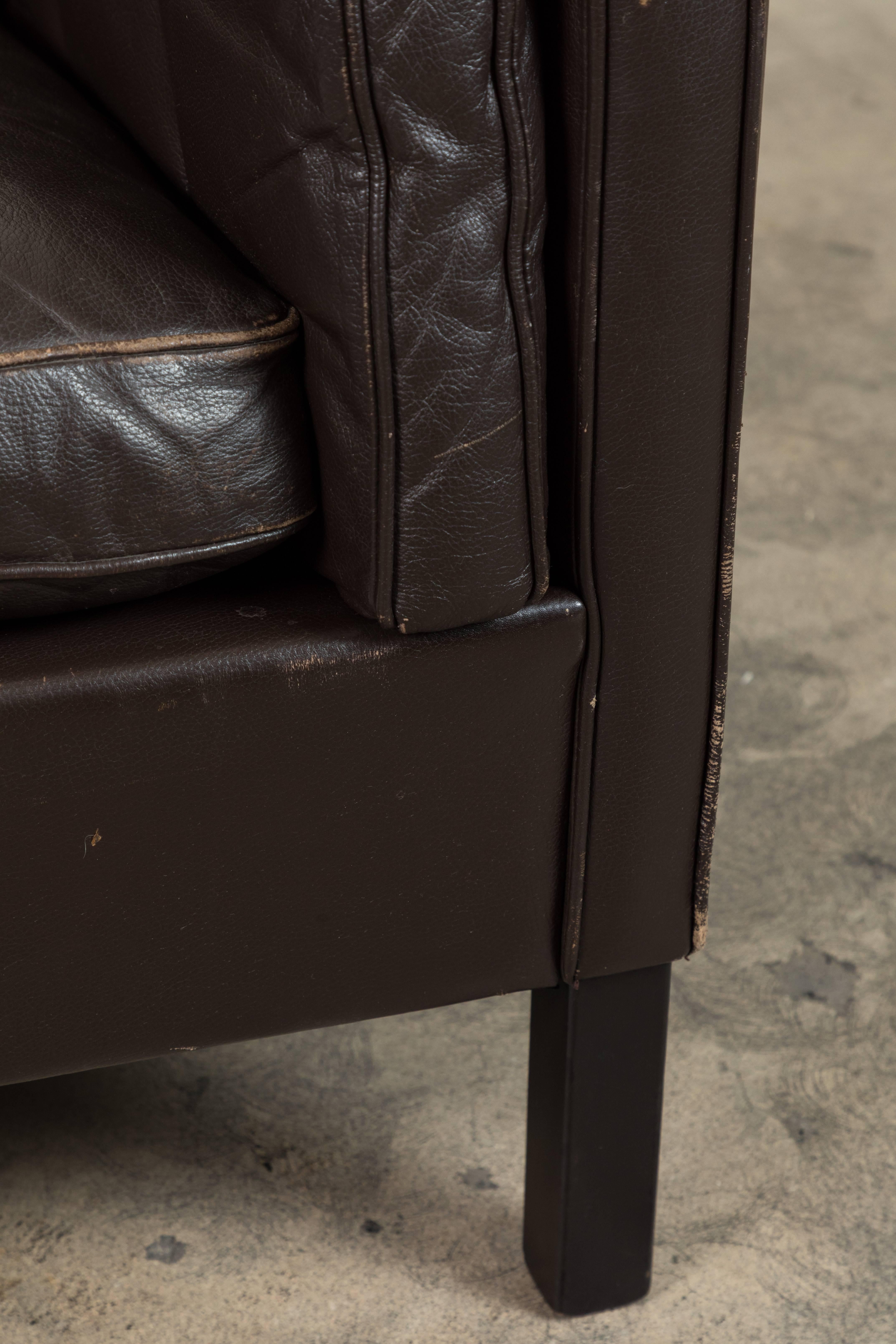 Danish Leather Club Chair in the Style of Børge Mogensen 3