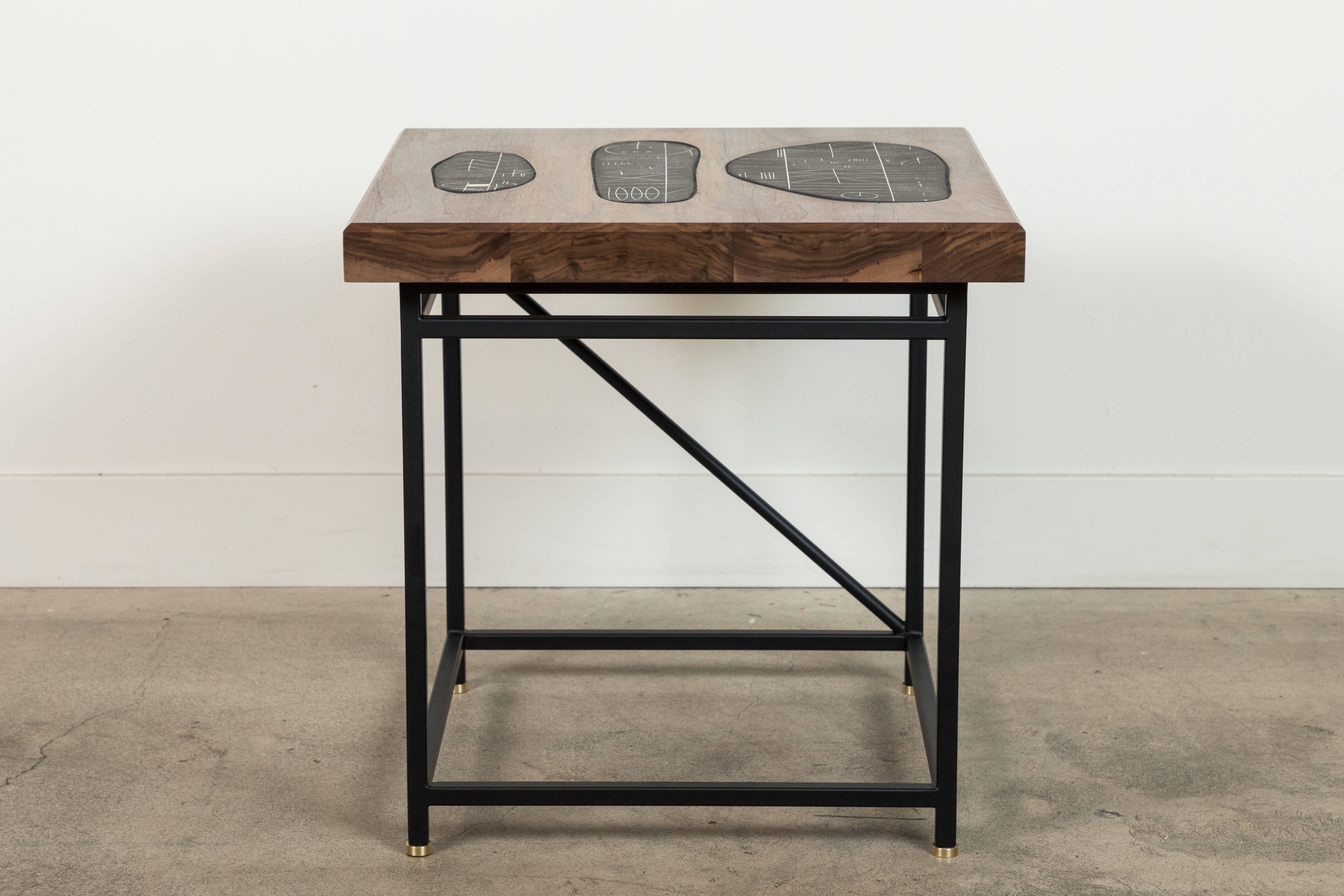 Solid Walnut and Ceramic Side Table by Heather Rosenman for Collabs in Clay 2