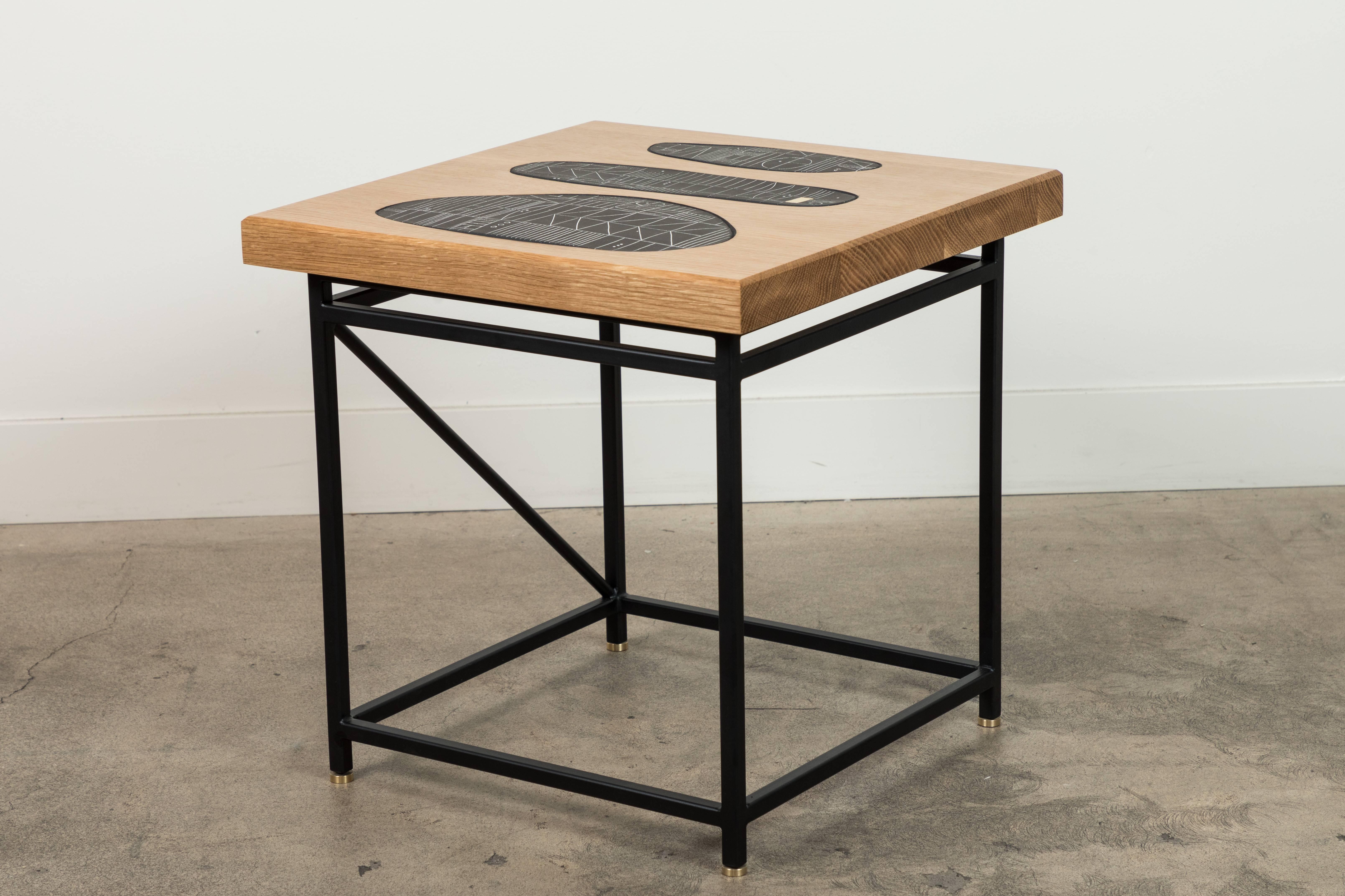 Solid Walnut and Ceramic Side Table by Heather Rosenman for Collabs in Clay 1
