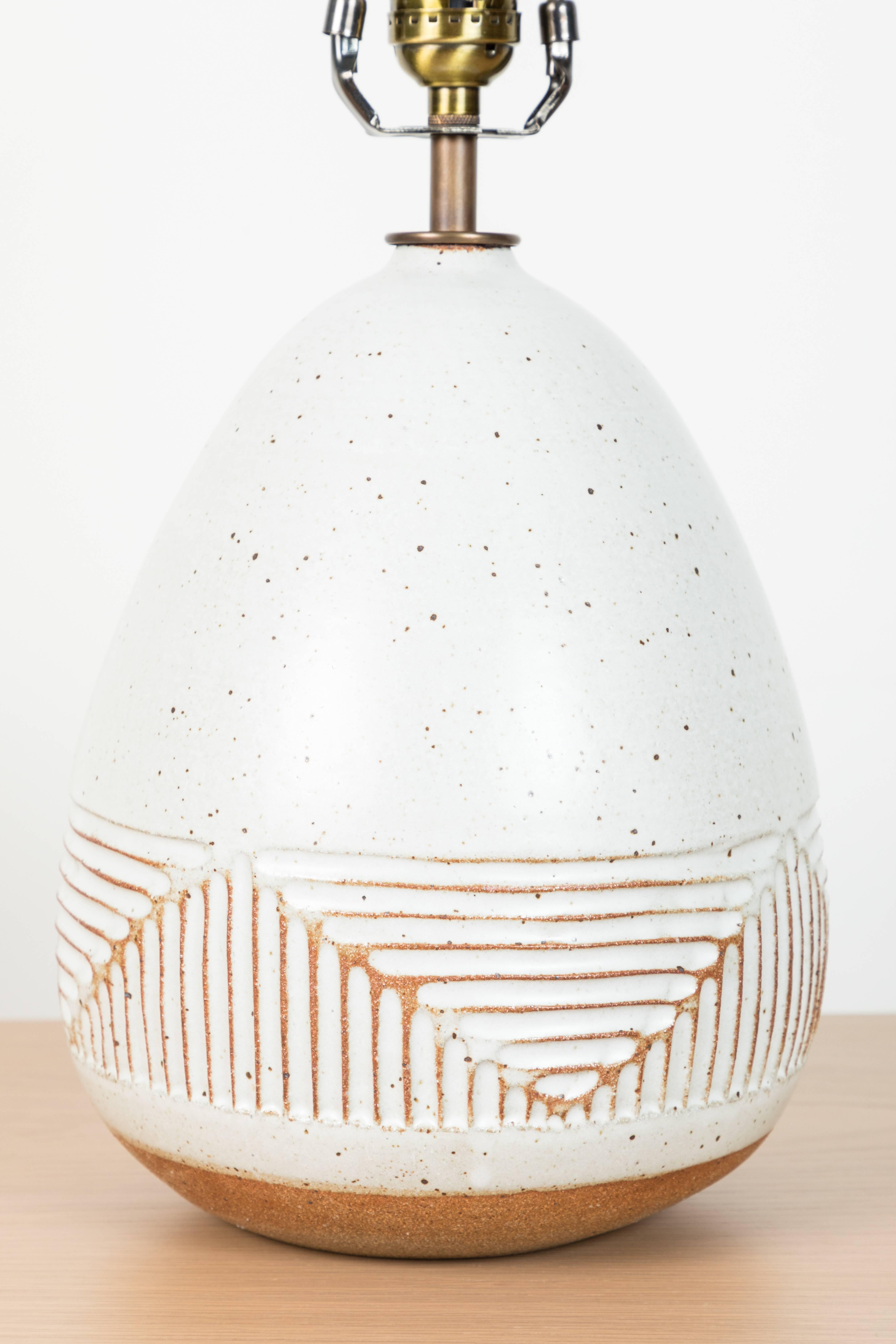 American Hand-Carved Ceramic Lamp by Mt. Washington Pottery