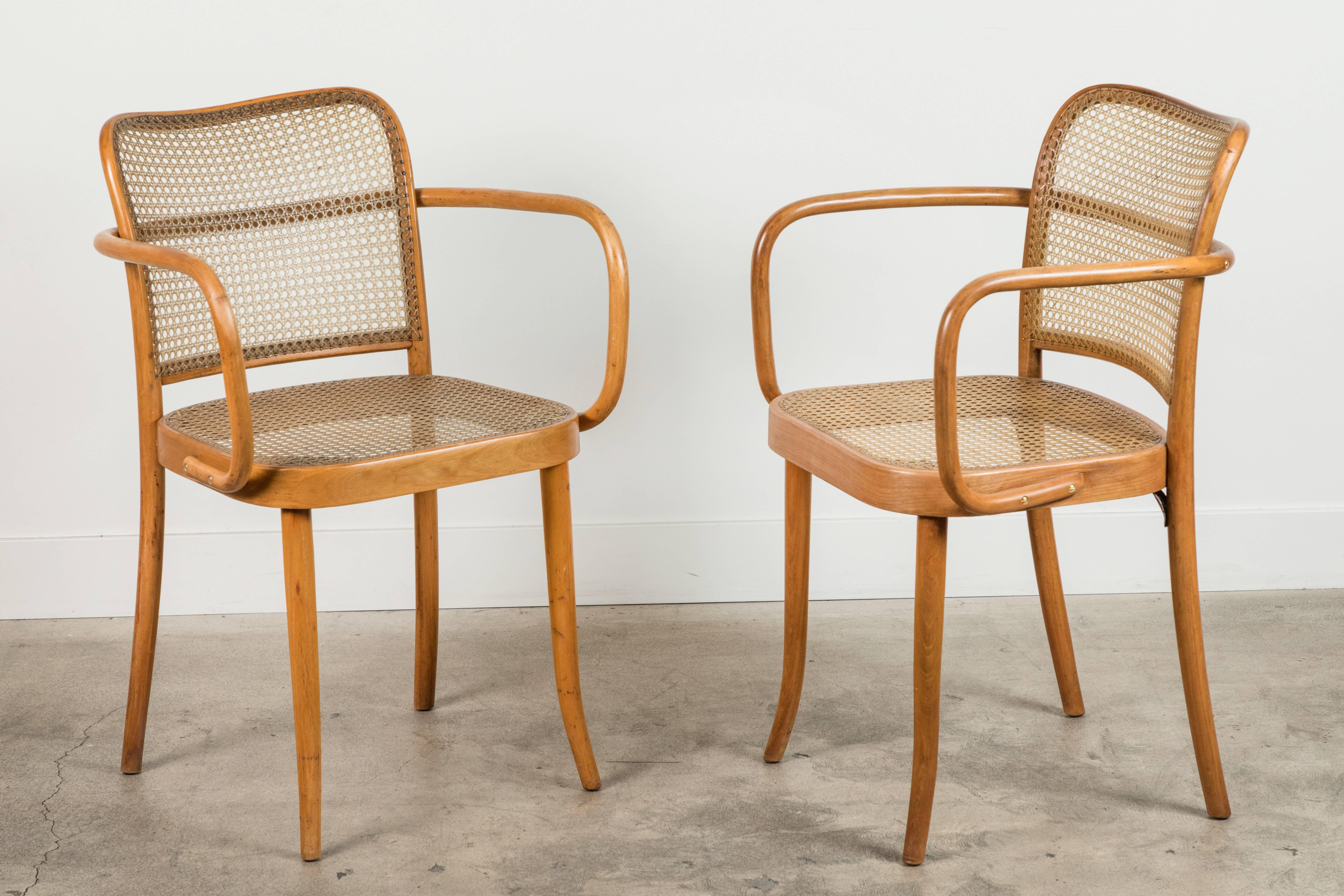 Set of six bentwood armchairs by Josef Hoffman for Stendig.