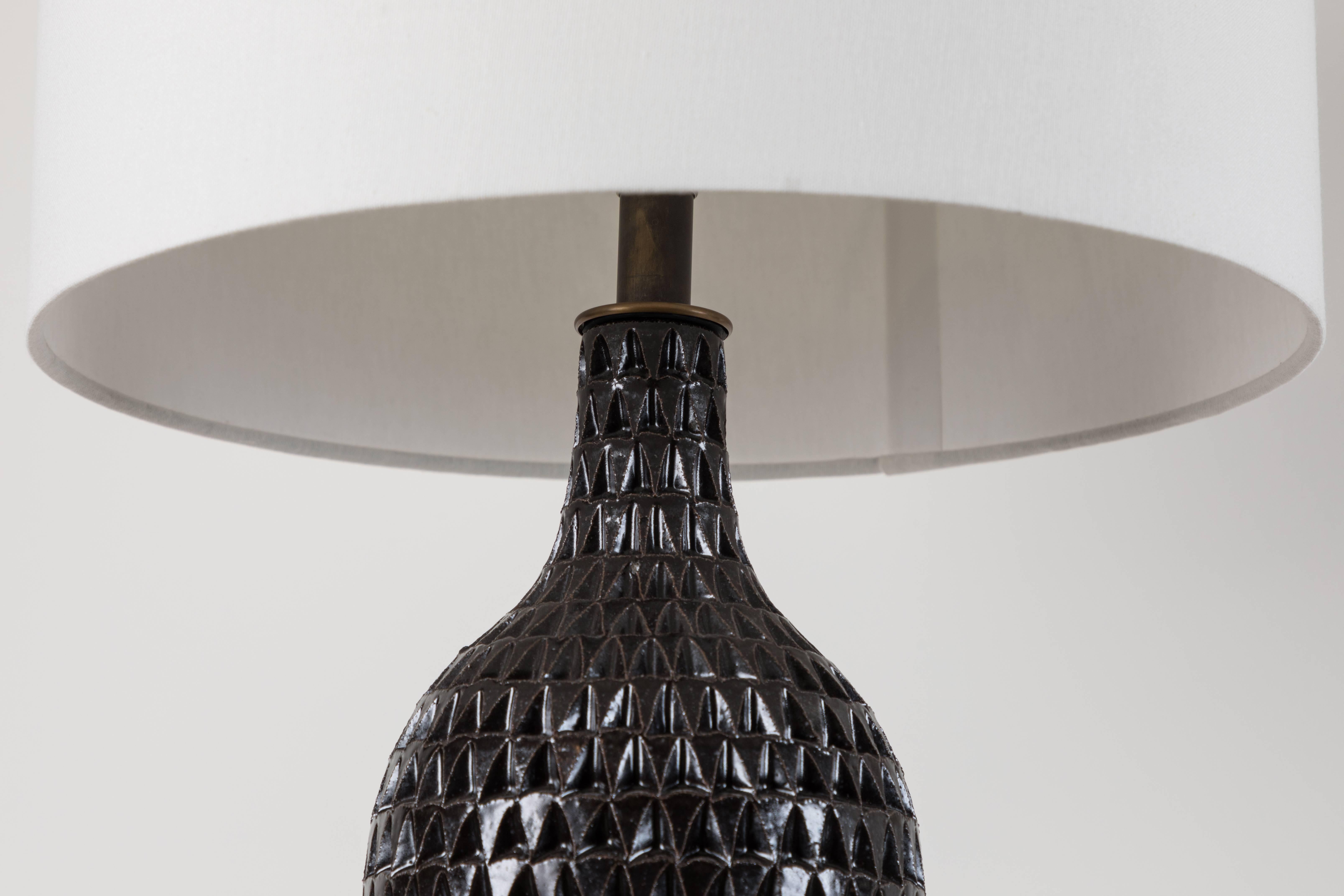 American Pair of XL Black Carved Bottle Lamps by Victoria Morris for Lawson-Fenning