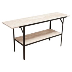 Lawson-Fenning Indoor-Outdoor Montrose Console, Modern Travertine Console Table