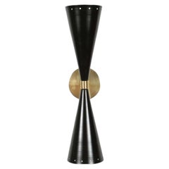 Lawson-Fenning Double Cone Sconce, Modern Black & Brass Wall Light
