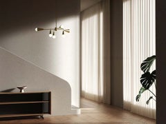 Lawson-Fenning XL 6-Globe Chandelier, Modern Brass Pendant Light