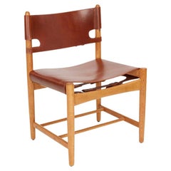 Børge Mogensen: Set of 6 Oak and Cognac Dining Chairs 