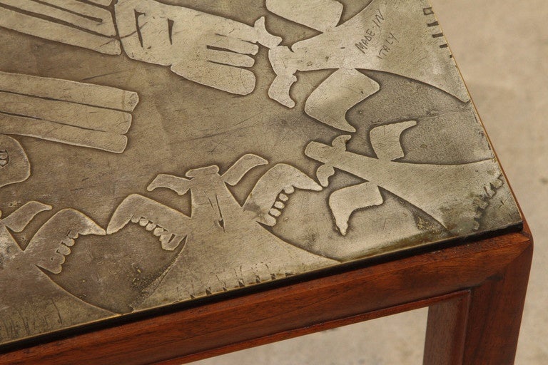 Italian Etched Brass Top Coffee Table Imported by John Stuart, Nyc 1
