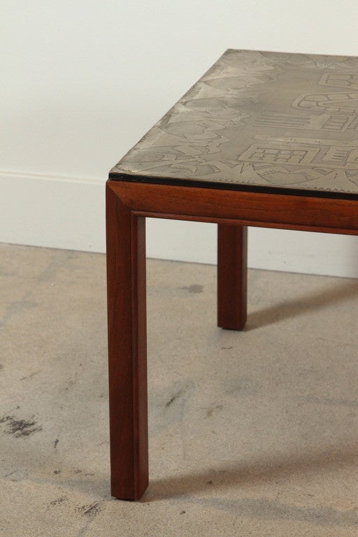 Italian Etched Brass Top Coffee Table Imported by John Stuart, Nyc 4