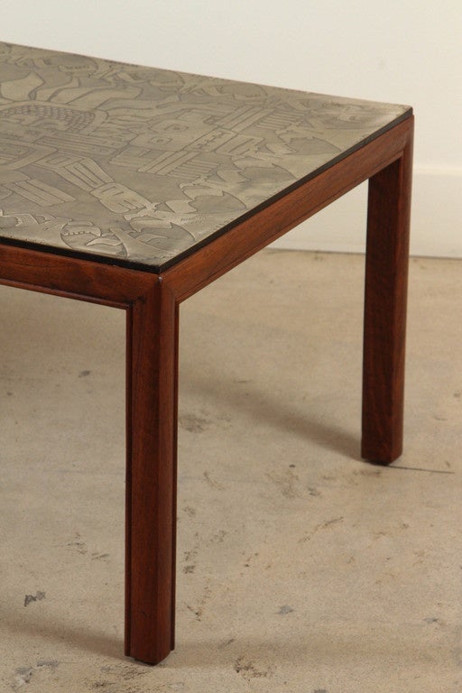 Italian Etched Brass Top Coffee Table Imported by John Stuart, Nyc 5