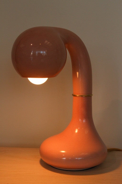 Single Globe Ceramic Table Lamp by Entler In Excellent Condition In Los Angeles, CA