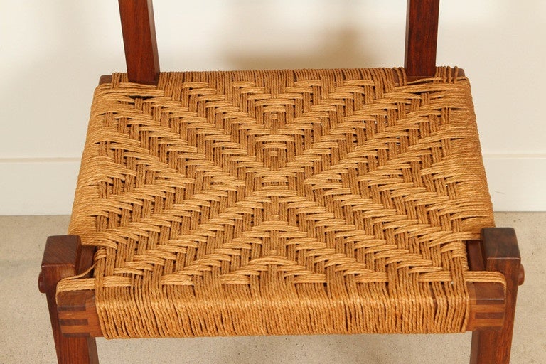 Mid-20th Century Solid Teak Italian Chair with Rush Seat