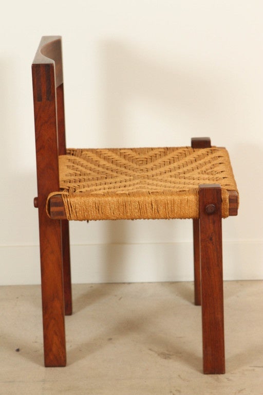 Solid Teak Italian Chair with Rush Seat 2