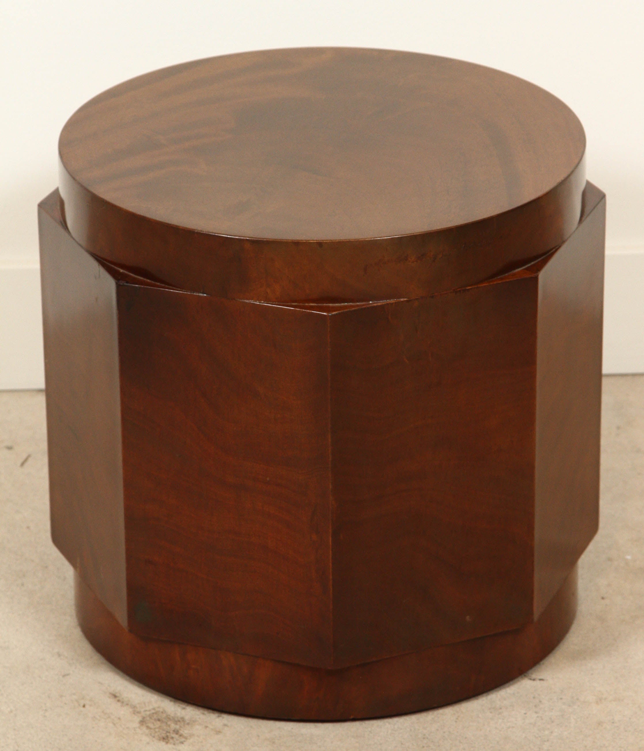 Octogonal Walnut Burl Pedestal Side Table by Dunbar