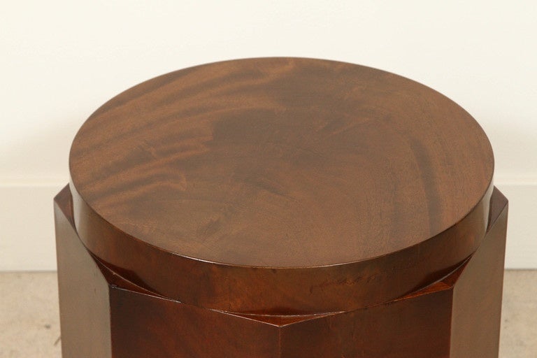 Mid-Century Modern Octogonal Walnut Burl Pedestal Side Table by Dunbar