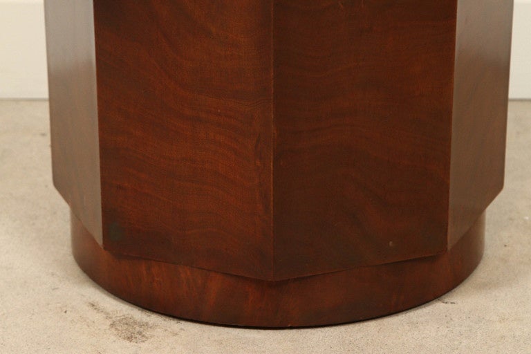 American Octogonal Walnut Burl Pedestal Side Table by Dunbar