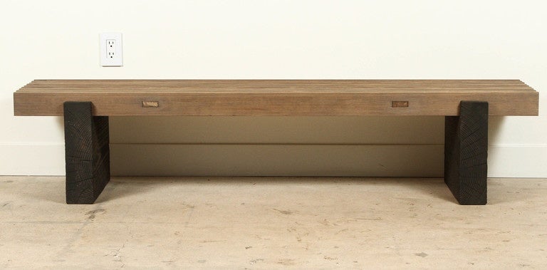 Indoor/Outdoor slat bench in Douglas Fir by Ten10

