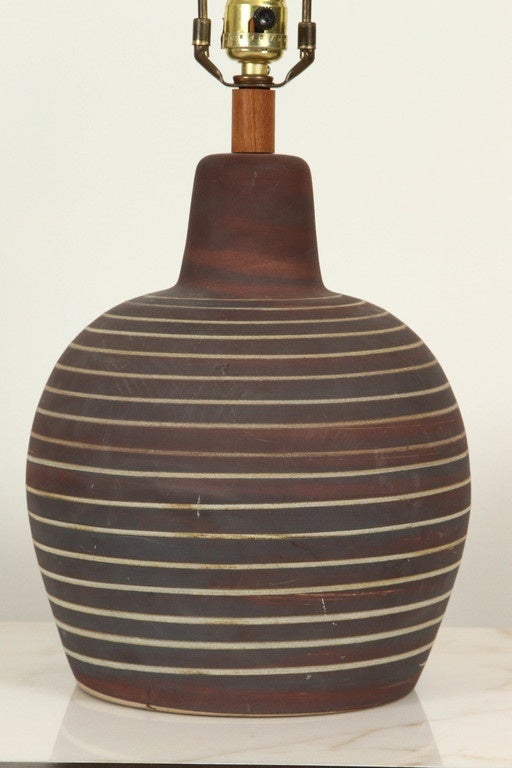 American Striped Ceramic Martz Lamp